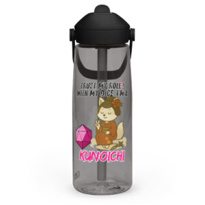 Dicefox Kunoichi – Trust my roll(e)! - Wasserflasche mit umklappbarem Trinkhalm 739ml (25oz)