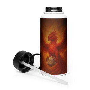 Phoenix  mit dunkler Aura - Edelstahl Trinkflasche mit Strohhalm | 950ml