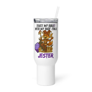 Dicefox Jester – Trust my roll(e)! - Reisebecher mit Griff | 739 ml (25 oz) | 1.183 ml (40 oz)