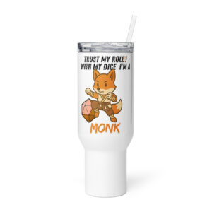 Dicefox Monk – Trust my roll(e)! - Reisebecher mit Griff | 739 ml (25 oz) | 1.183 ml (40 oz)