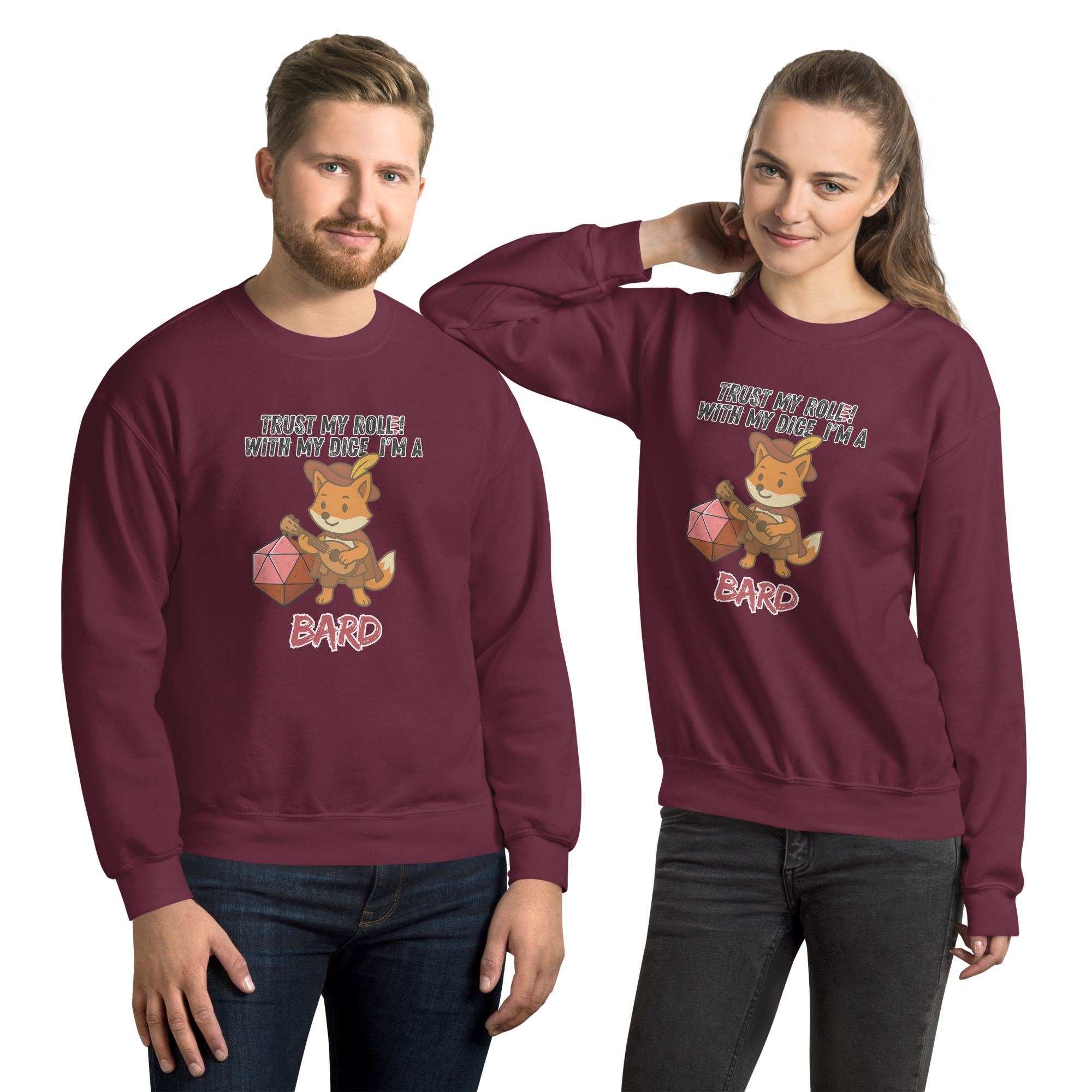 Dicefox Bard – Trust my roll(e)! - Unisex-Pullover – Bild 3