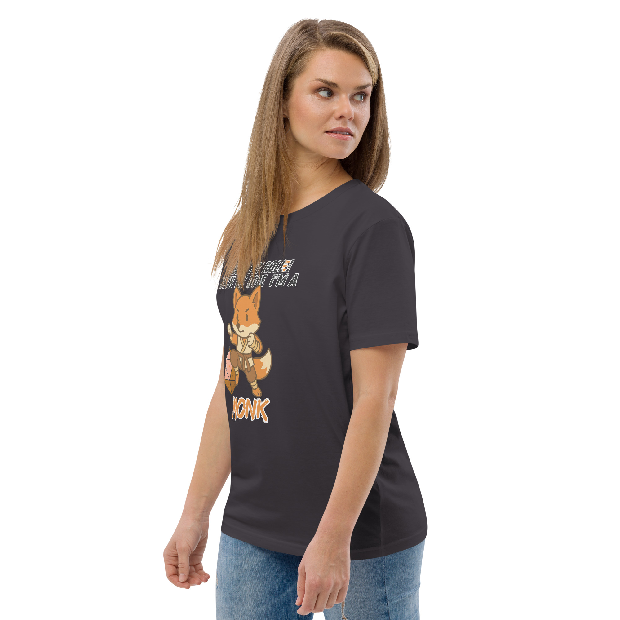 Dicefox Monk – Trust my roll(e)! - DTG-Unisex-Bio-Baumwoll-T-Shirt – Bild 32