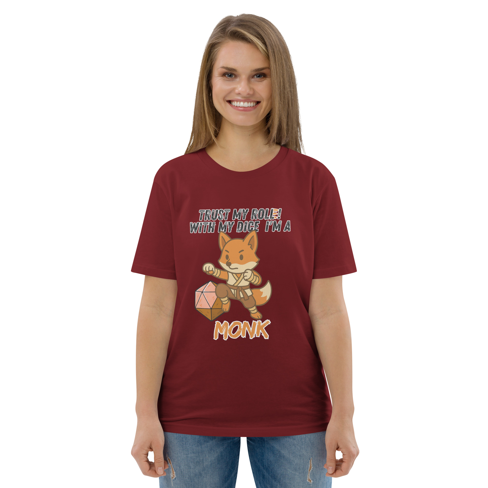 Dicefox Monk – Trust my roll(e)! - DTG-Unisex-Bio-Baumwoll-T-Shirt – Bild 22