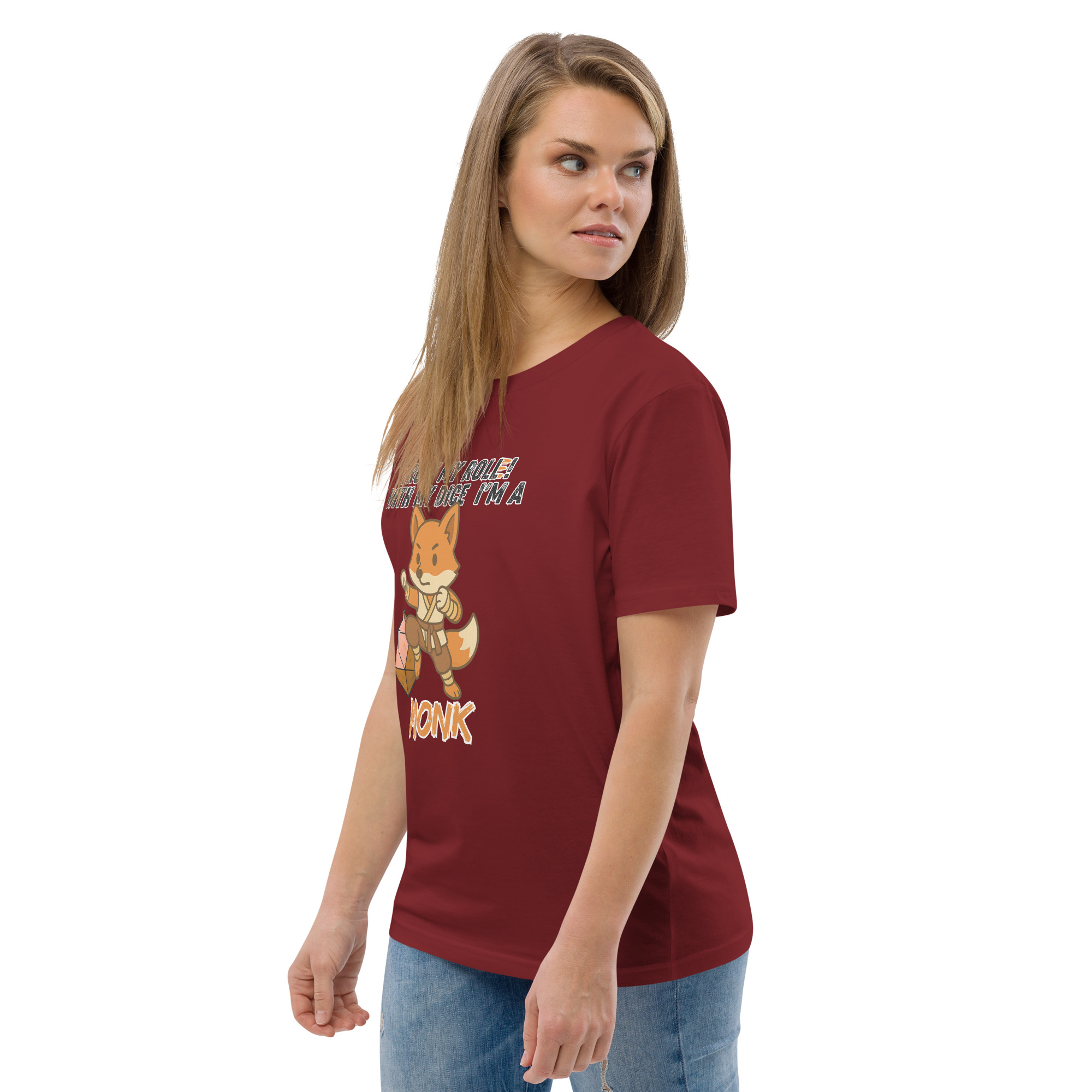 Dicefox Monk – Trust my roll(e)! - DTG-Unisex-Bio-Baumwoll-T-Shirt – Bild 25