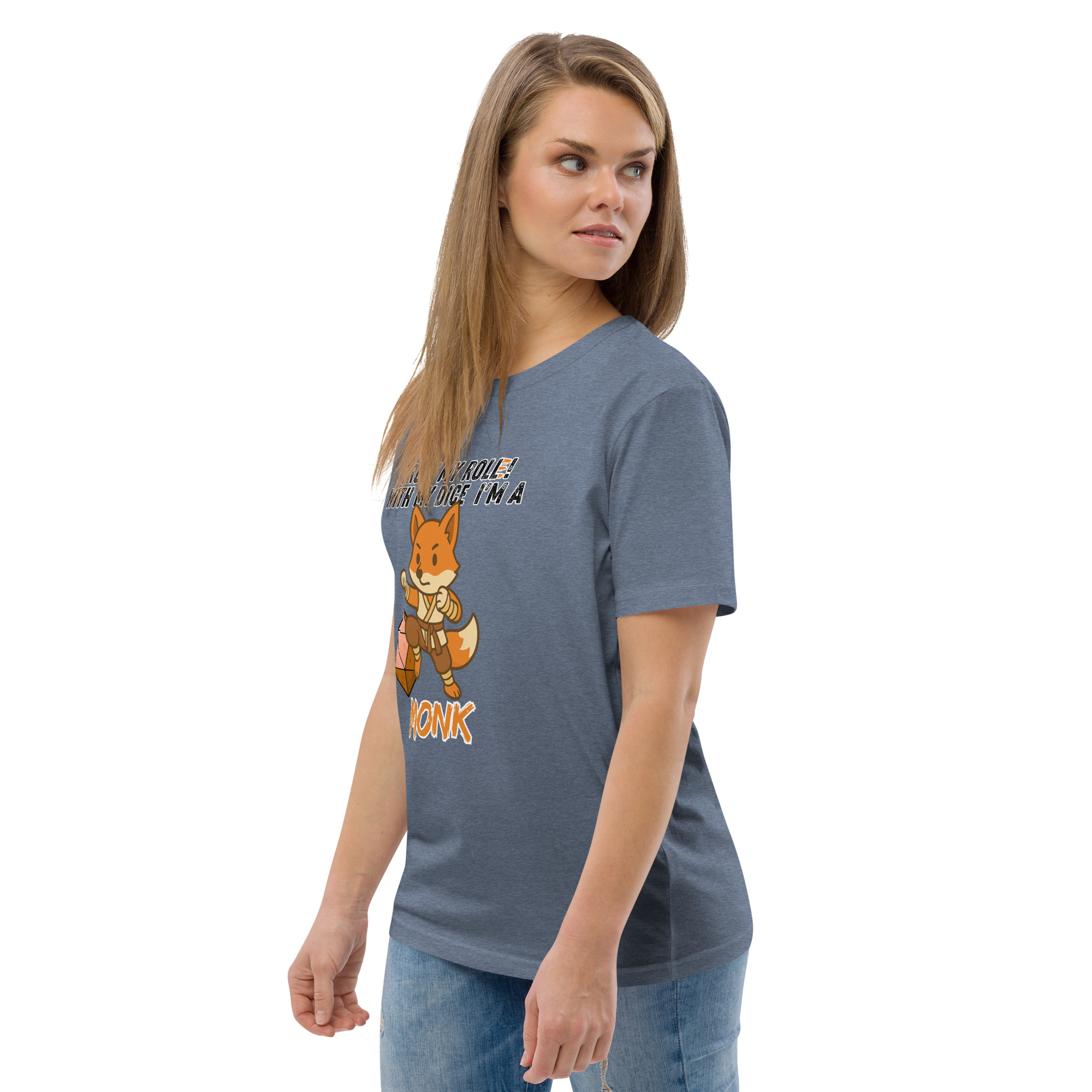Dicefox Monk – Trust my roll(e)! - DTG-Unisex-Bio-Baumwoll-T-Shirt – Bild 60