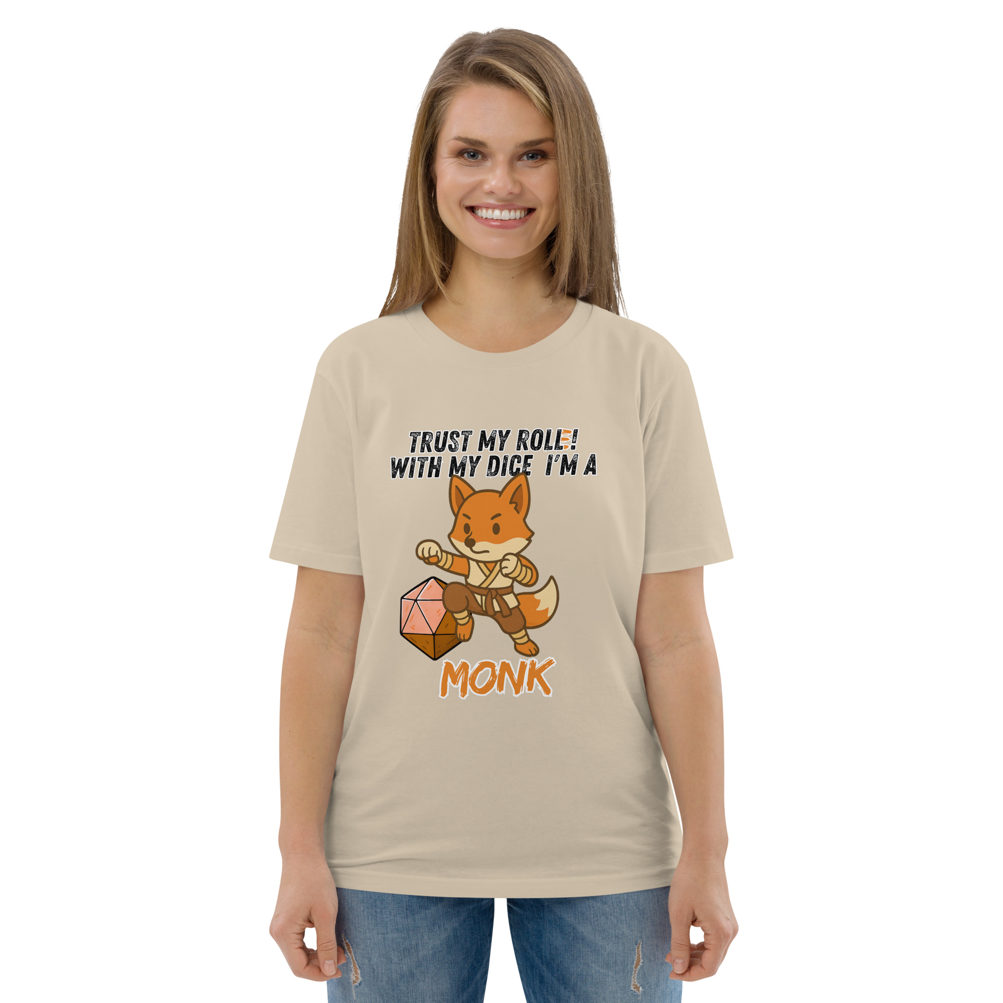 Dicefox Monk – Trust my roll(e)! - DTG-Unisex-Bio-Baumwoll-T-Shirt – Bild 71