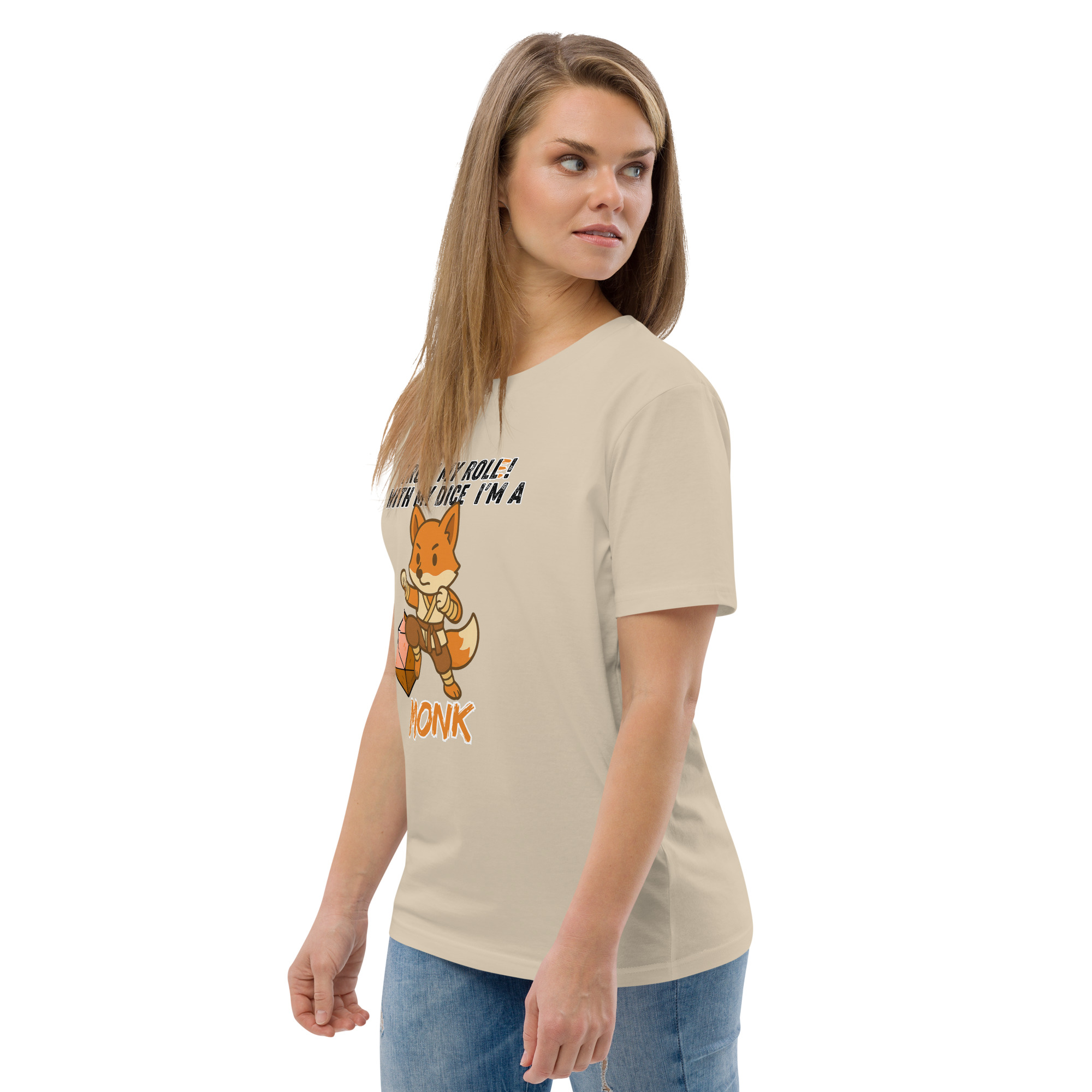 Dicefox Monk – Trust my roll(e)! - DTG-Unisex-Bio-Baumwoll-T-Shirt – Bild 74
