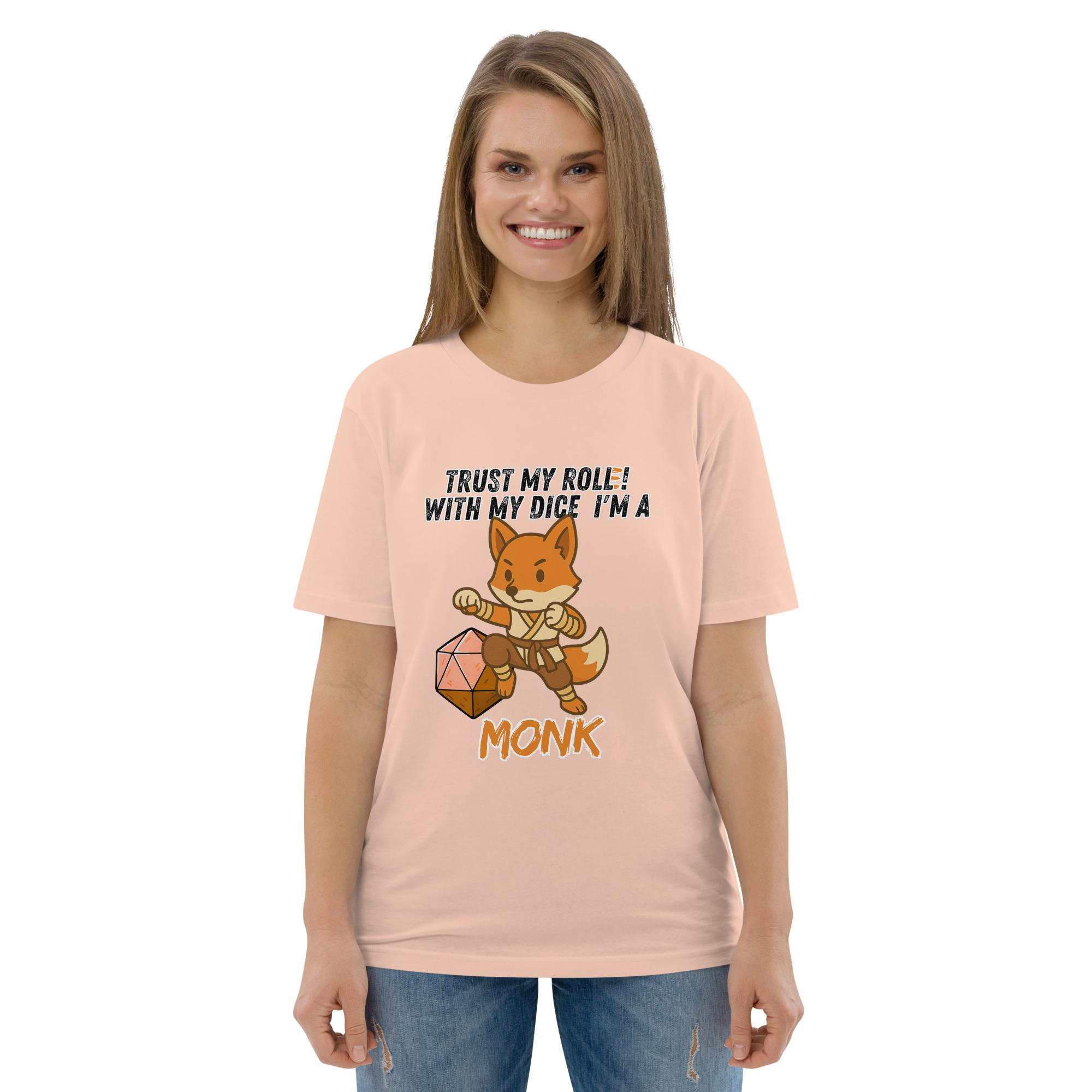 Dicefox Monk – Trust my roll(e)! - DTG-Unisex-Bio-Baumwoll-T-Shirt – Bild 78
