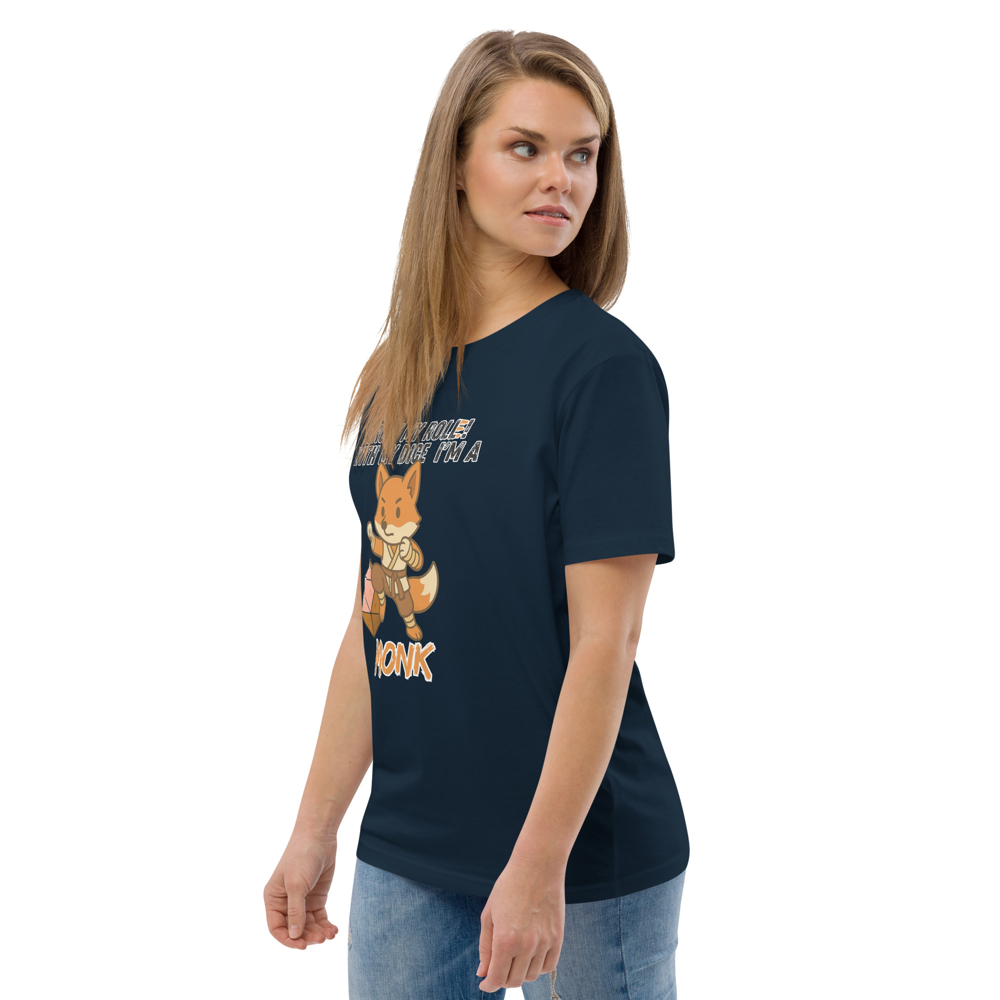 Dicefox Monk – Trust my roll(e)! - DTG-Unisex-Bio-Baumwoll-T-Shirt – Bild 11