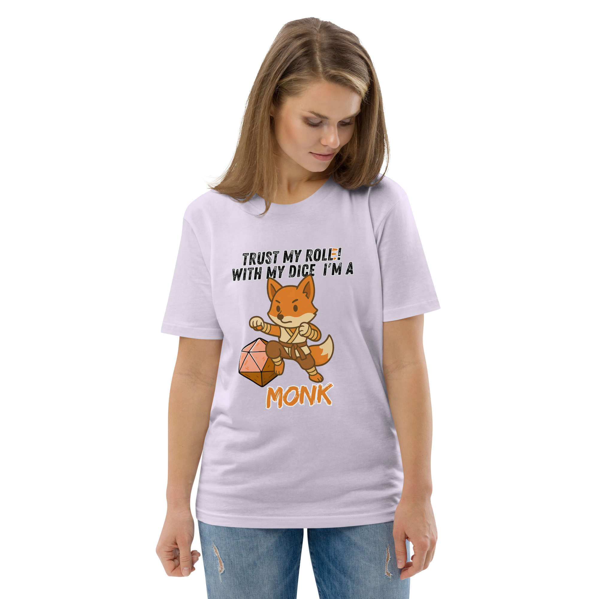 Dicefox Monk – Trust my roll(e)! - DTG-Unisex-Bio-Baumwoll-T-Shirt – Bild 93