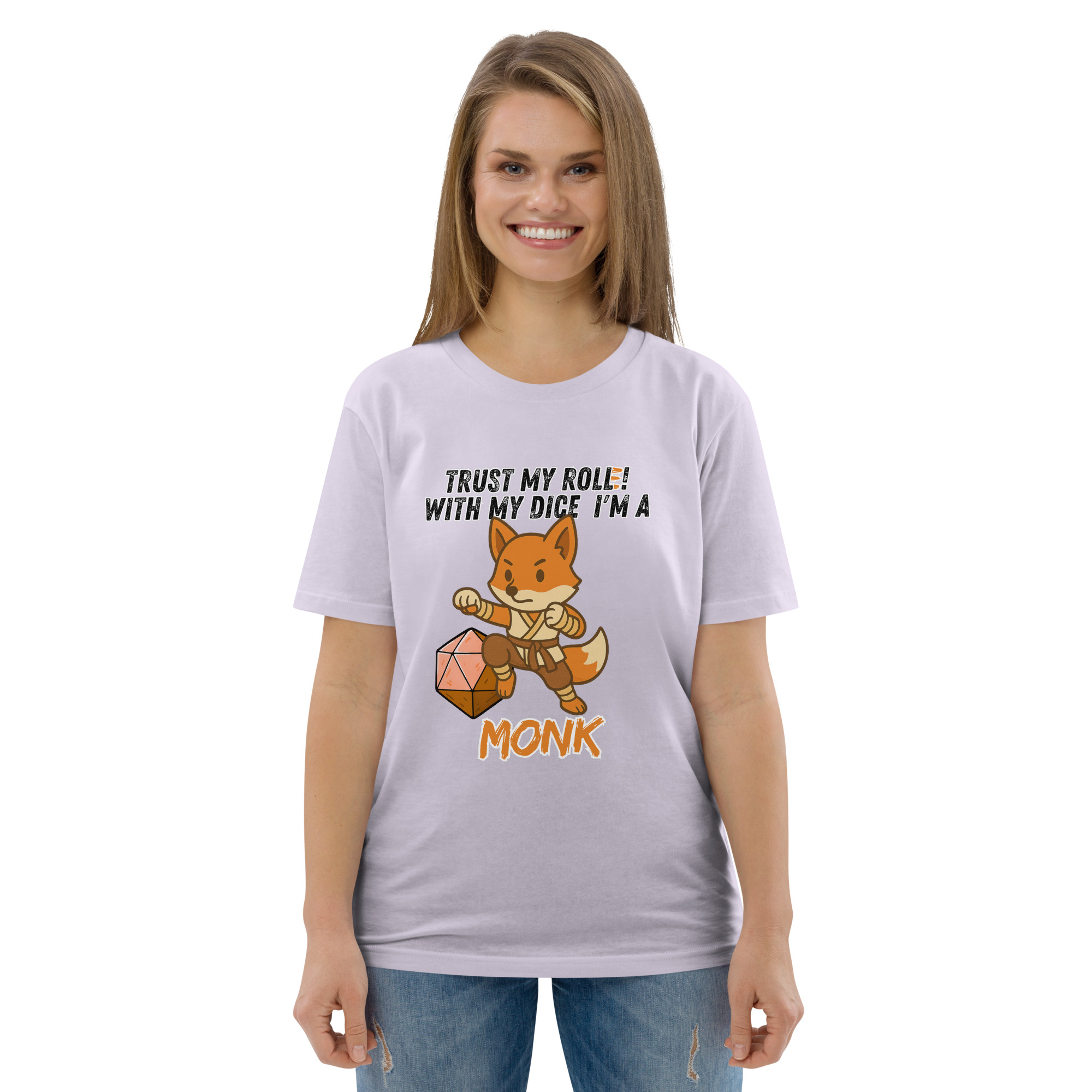 Dicefox Monk – Trust my roll(e)! - DTG-Unisex-Bio-Baumwoll-T-Shirt – Bild 92
