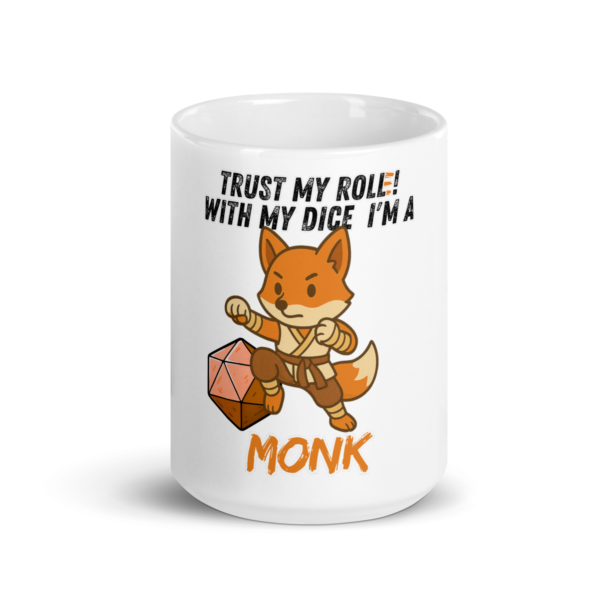 Dicefox Monk – Trust my roll(e)! - Weiße, glänzende Tasse 325ml (11oz) | 444ml (15oz) | 20oz – Bild 5