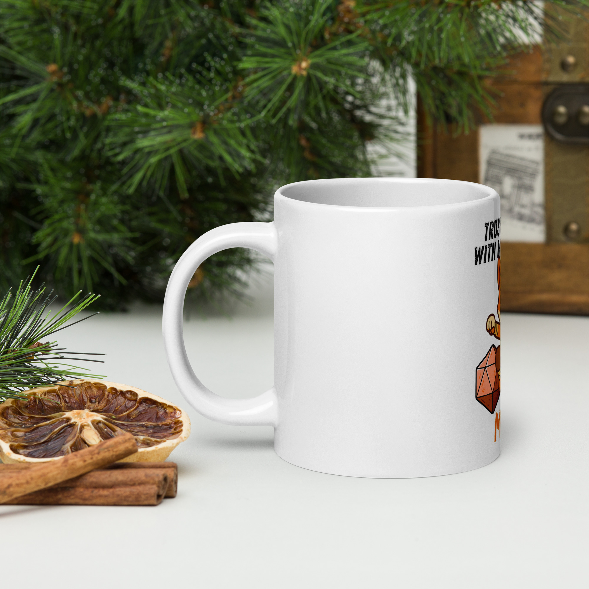 Dicefox Monk – Trust my roll(e)! - Weiße, glänzende Tasse 325ml (11oz) | 444ml (15oz) | 20oz – Bild 3