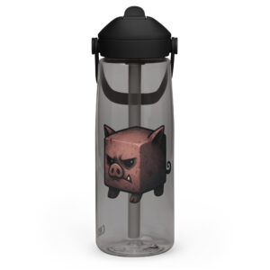 Dicemals Würfelschwein – Düstere Würfelform in Tiergestalt - Wasserflasche mit umklappbarem Trinkhalm 739ml (25oz)