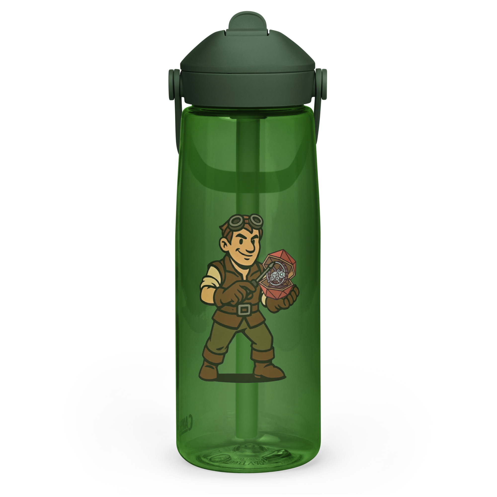 Artificer – Gear & Dice Edition - Wasserflasche mit umklappbarem Trinkhalm 739ml (25oz) – Bild 2