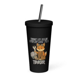 Dicefox Tinker – Trust my roll(e)! - Thermobecher mit Strohhalm | 600 ml (20 oz)