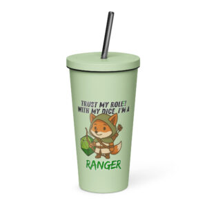 Dicefox Ranger – Trust my roll(e)! – Thermobecher mit Strohhalm | 600 ml (20 oz)