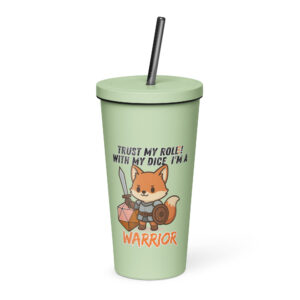 Dicefox Warrior – Trust my roll(e)! - Thermobecher mit Strohhalm | 600 ml (20 oz)