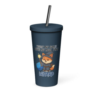 Dicefox Wizard – Trust my roll(e)! - Thermobecher mit Strohhalm | 600 ml (20 oz)