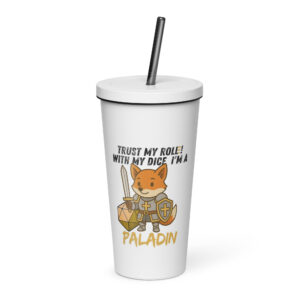 Dicefox Paladin – Trust my roll(e)! – Thermobecher mit Strohhalm | 600 ml (20 oz)