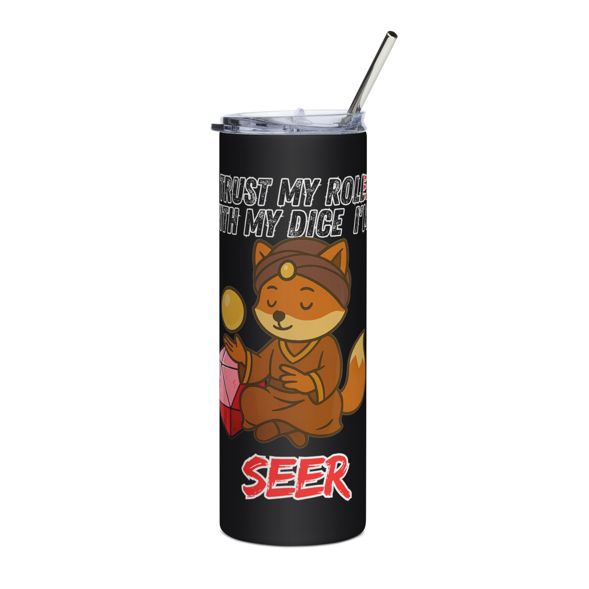 Dicefox Seer – Trust my roll(e)! - Edelstahlbecher 600ml (20oz) – Bild 2