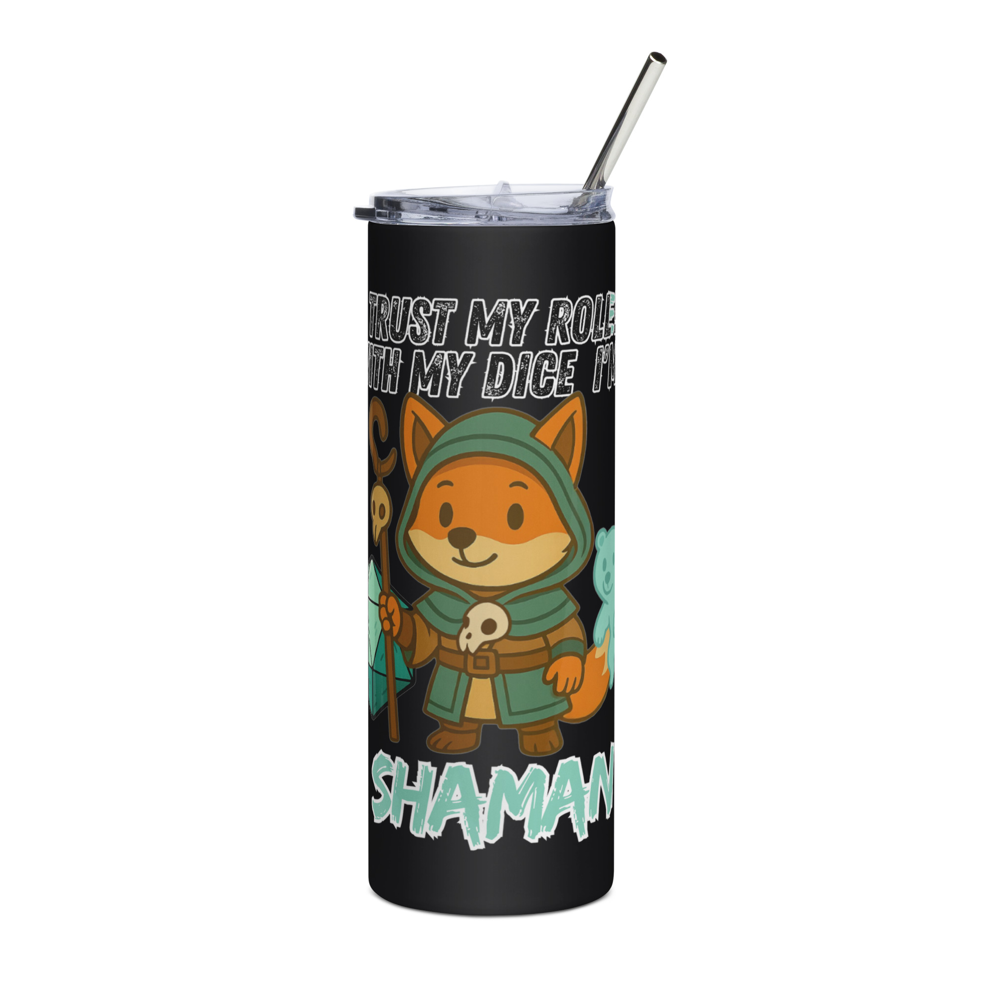 Dicefox Shaman – Trust my roll(e)! - Edelstahlbecher 600ml (20oz) – Bild 2