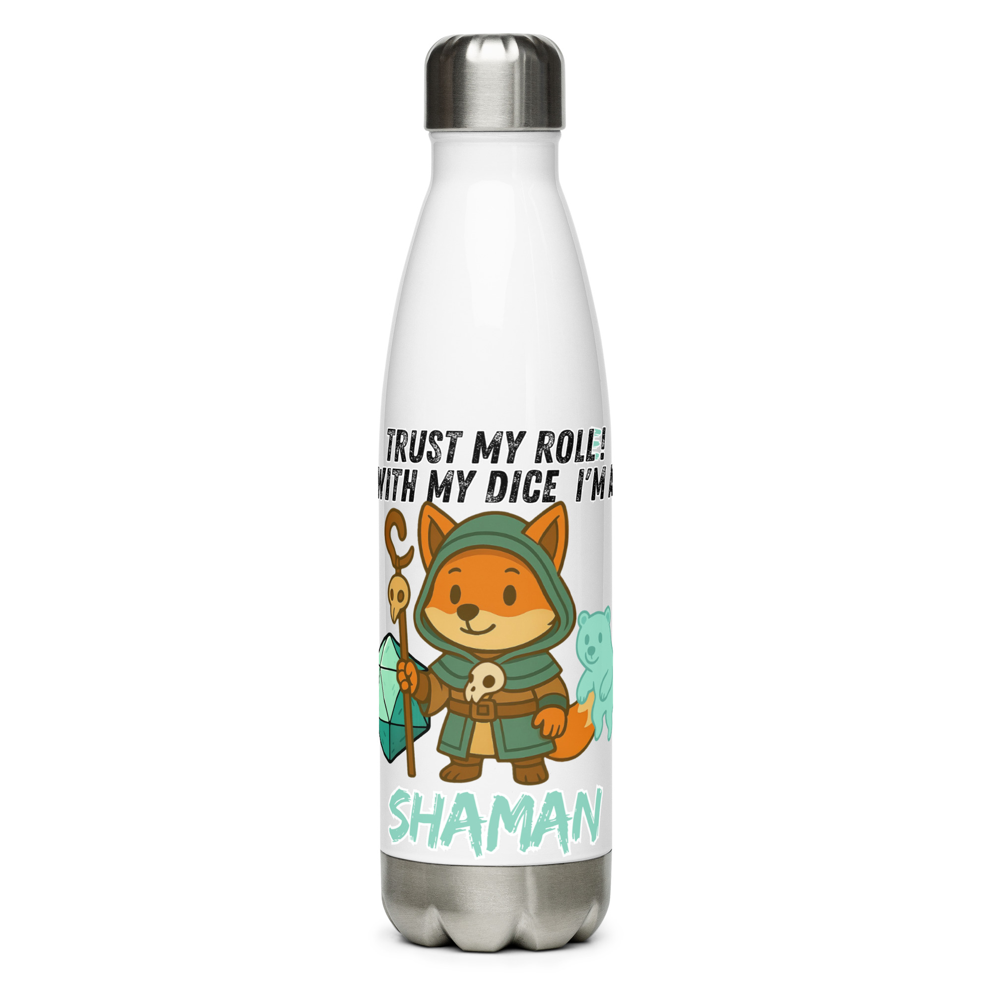 Dicefox Shaman – Trust my roll(e)! - Edelstahl Trinkflasche 500ml – Bild 4