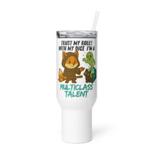 Dicefox Multiclass Talent – Trust my roll(e)! - Reisebecher mit Griff | 739 ml (25 oz) | 1.183 ml (40 oz)