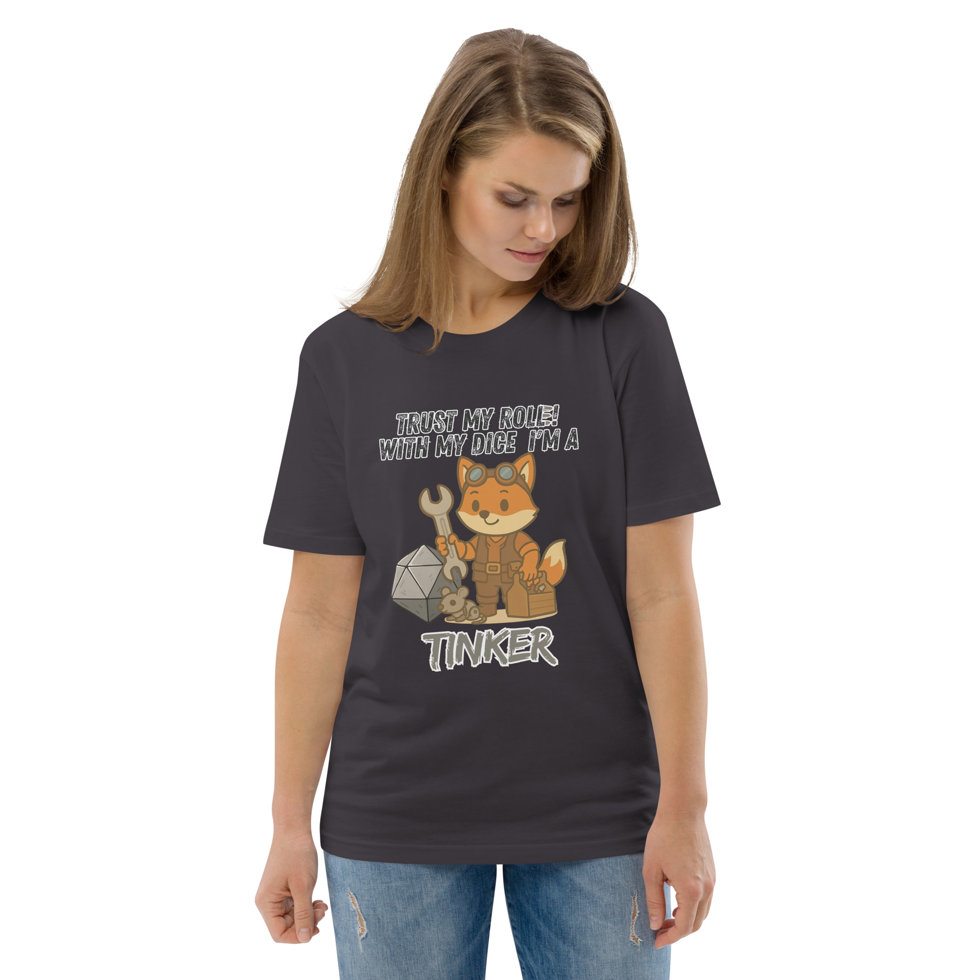 Dicefox Tinker – Trust my roll(e)! - DTG-Unisex-Bio-Baumwoll-T-Shirt – Bild 30