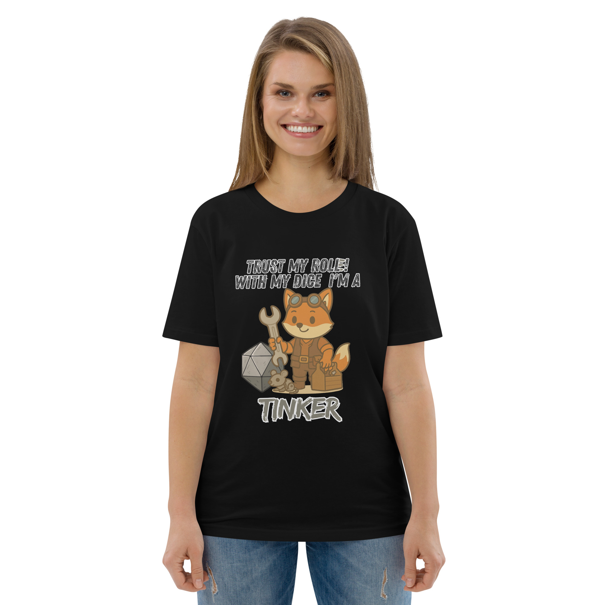 Dicefox Tinker – Trust my roll(e)! - DTG-Unisex-Bio-Baumwoll-T-Shirt