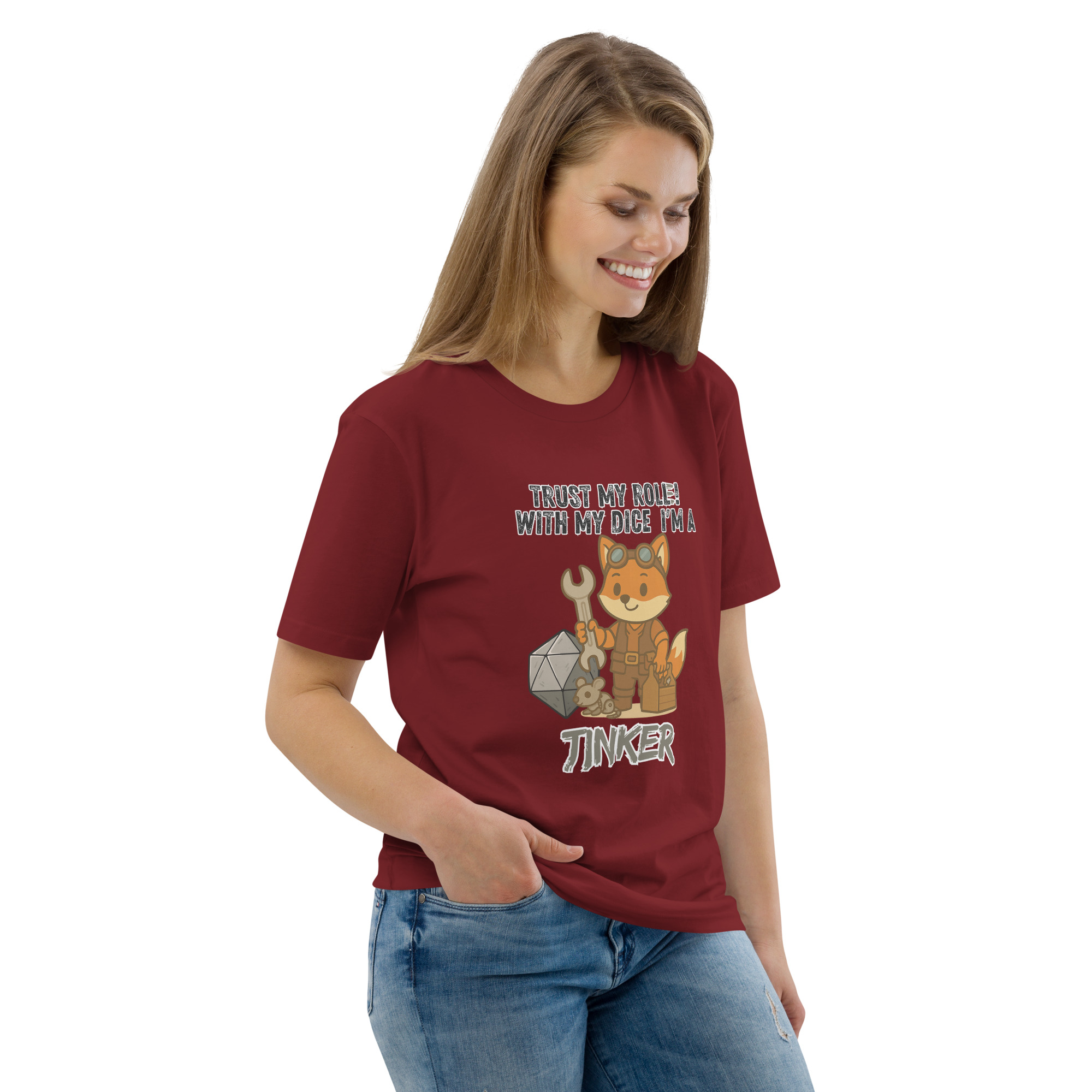 Dicefox Tinker – Trust my roll(e)! - DTG-Unisex-Bio-Baumwoll-T-Shirt – Bild 26