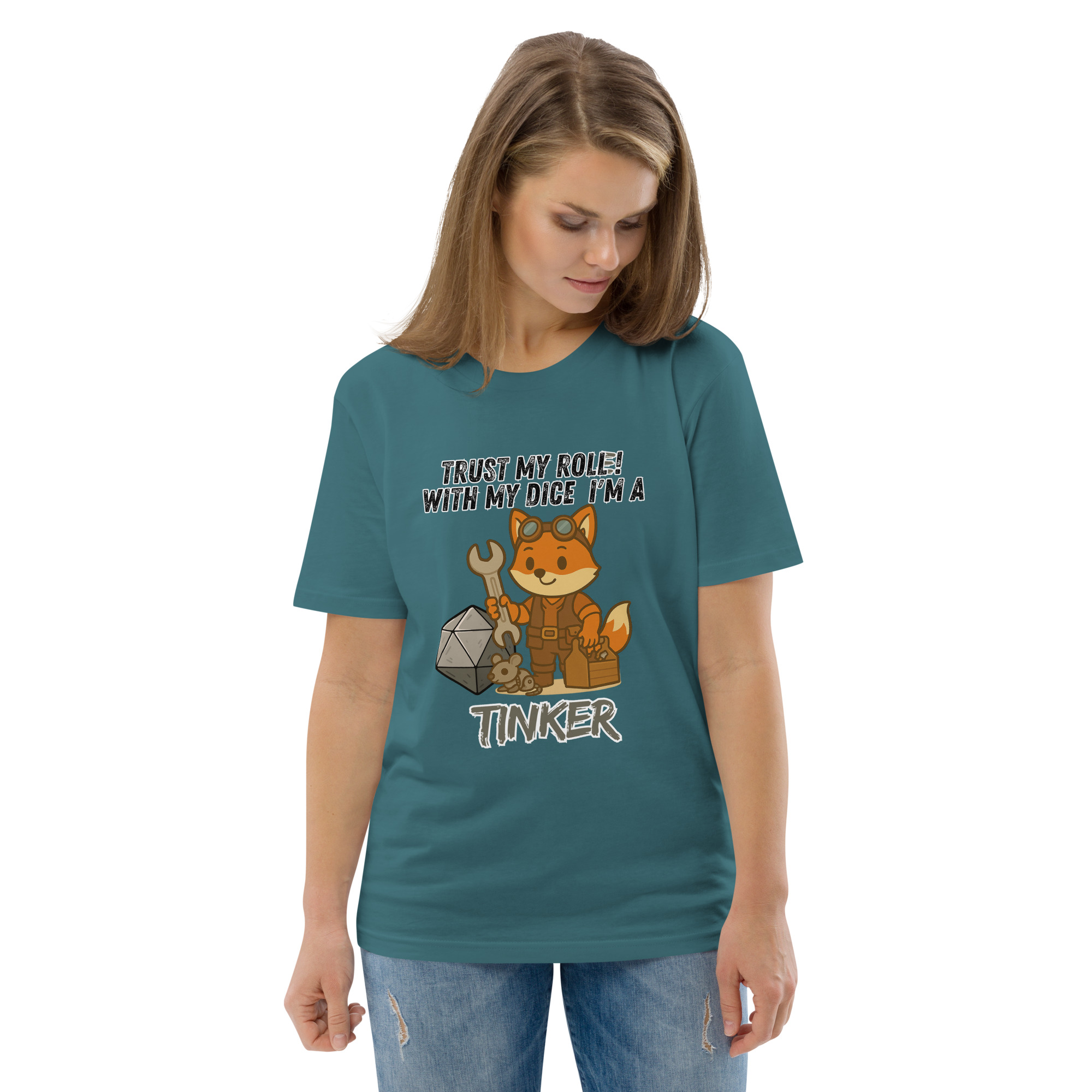 Dicefox Tinker – Trust my roll(e)! - DTG-Unisex-Bio-Baumwoll-T-Shirt – Bild 44