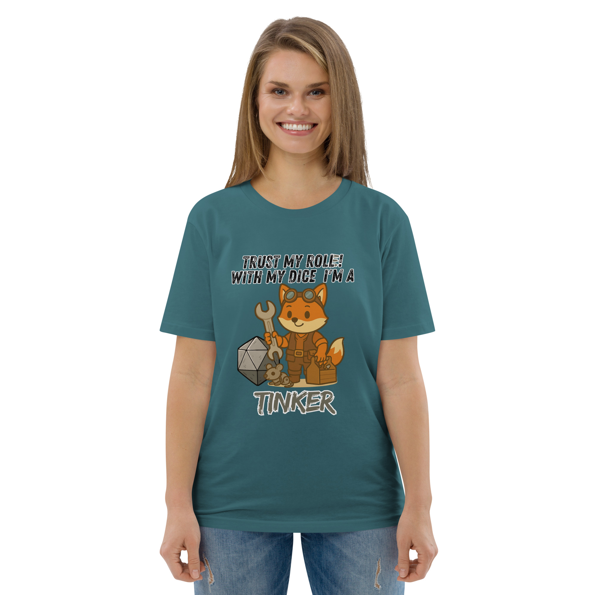 Dicefox Tinker – Trust my roll(e)! - DTG-Unisex-Bio-Baumwoll-T-Shirt – Bild 43