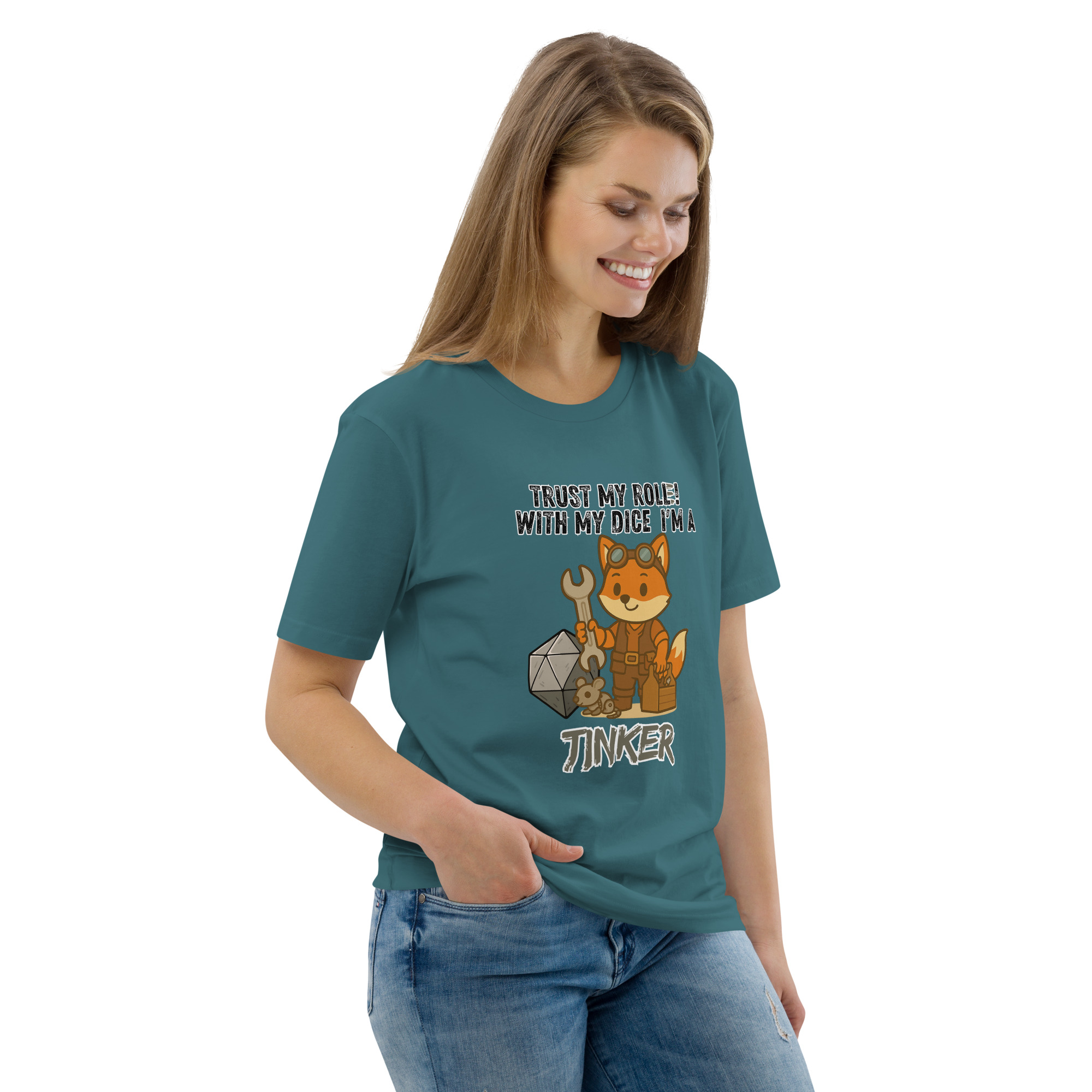Dicefox Tinker – Trust my roll(e)! - DTG-Unisex-Bio-Baumwoll-T-Shirt – Bild 47