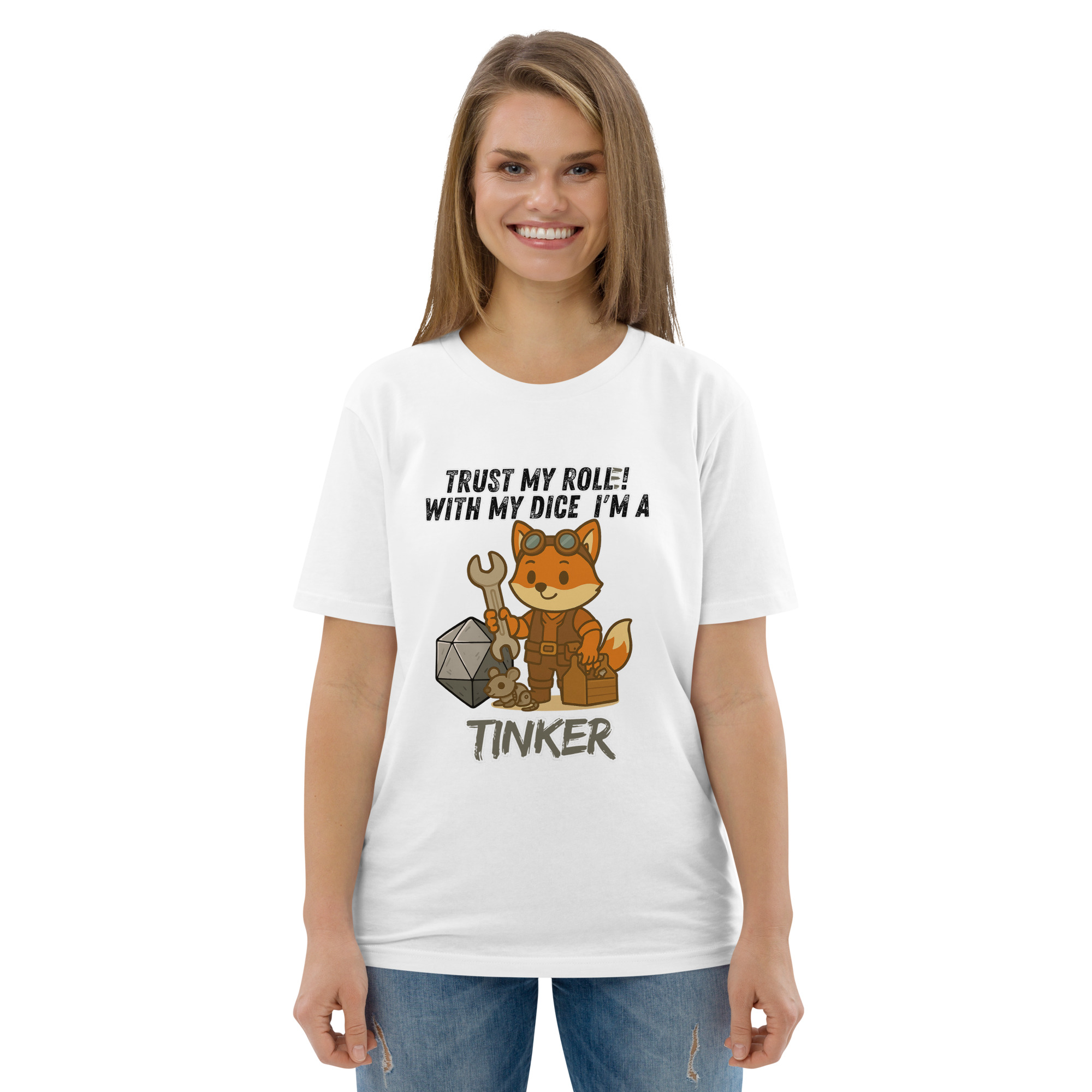 Dicefox Tinker – Trust my roll(e)! - DTG-Unisex-Bio-Baumwoll-T-Shirt – Bild 99
