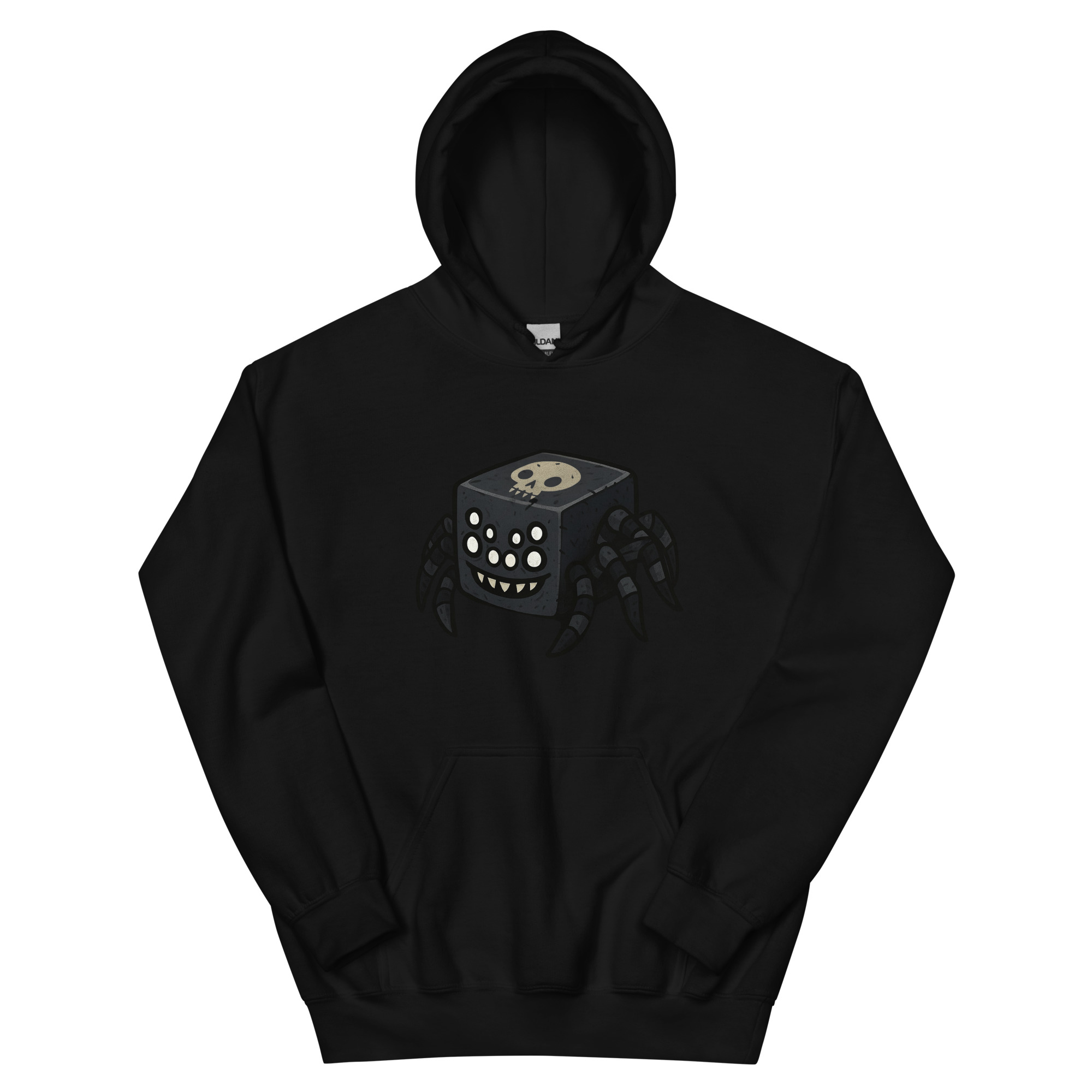 Dicemals Würfelspinne – Düstere Würfelform in Tiergestalt - DTF-Unisex-Kapuzenpullover