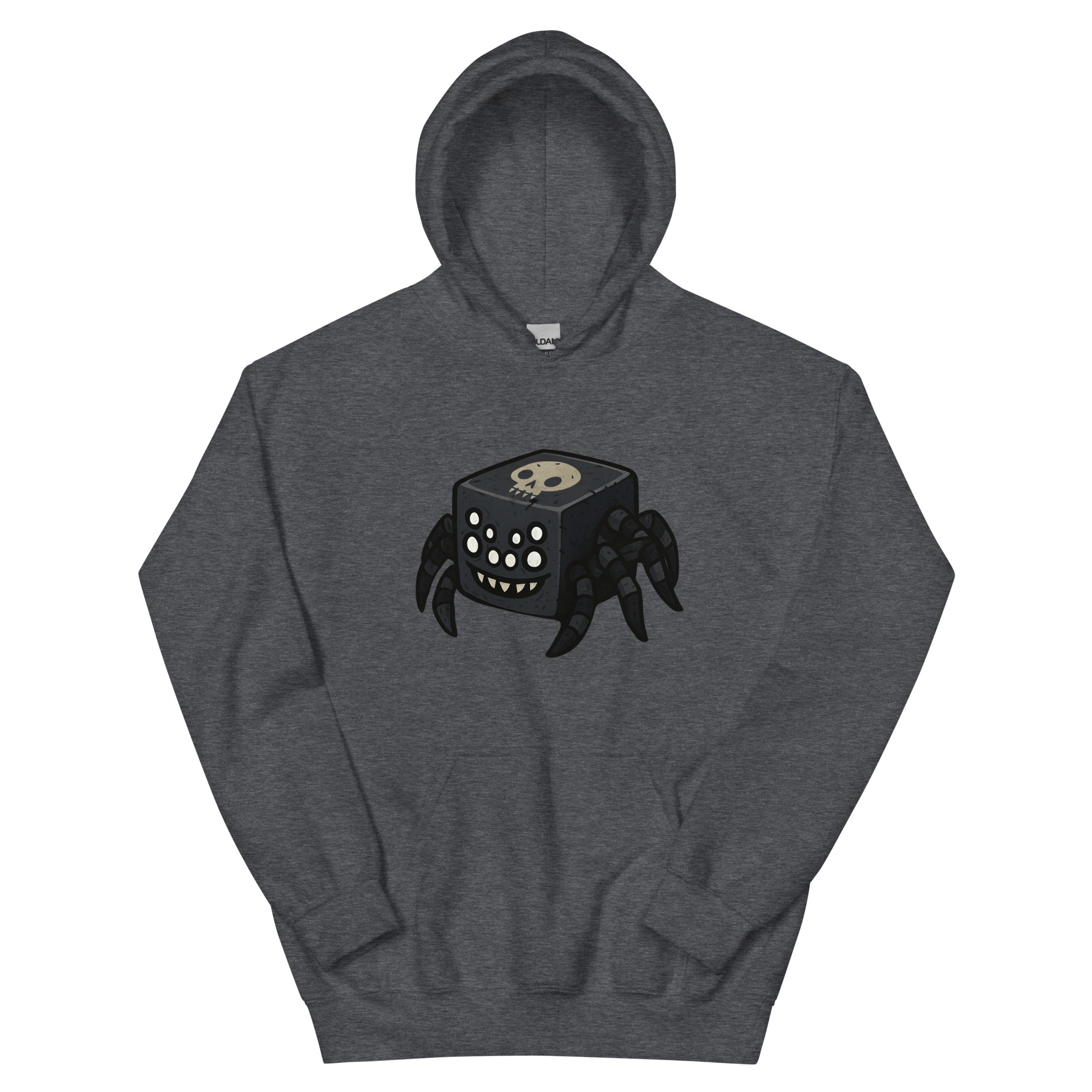 Dicemals Würfelspinne – Düstere Würfelform in Tiergestalt - DTF-Unisex-Kapuzenpullover – Bild 9