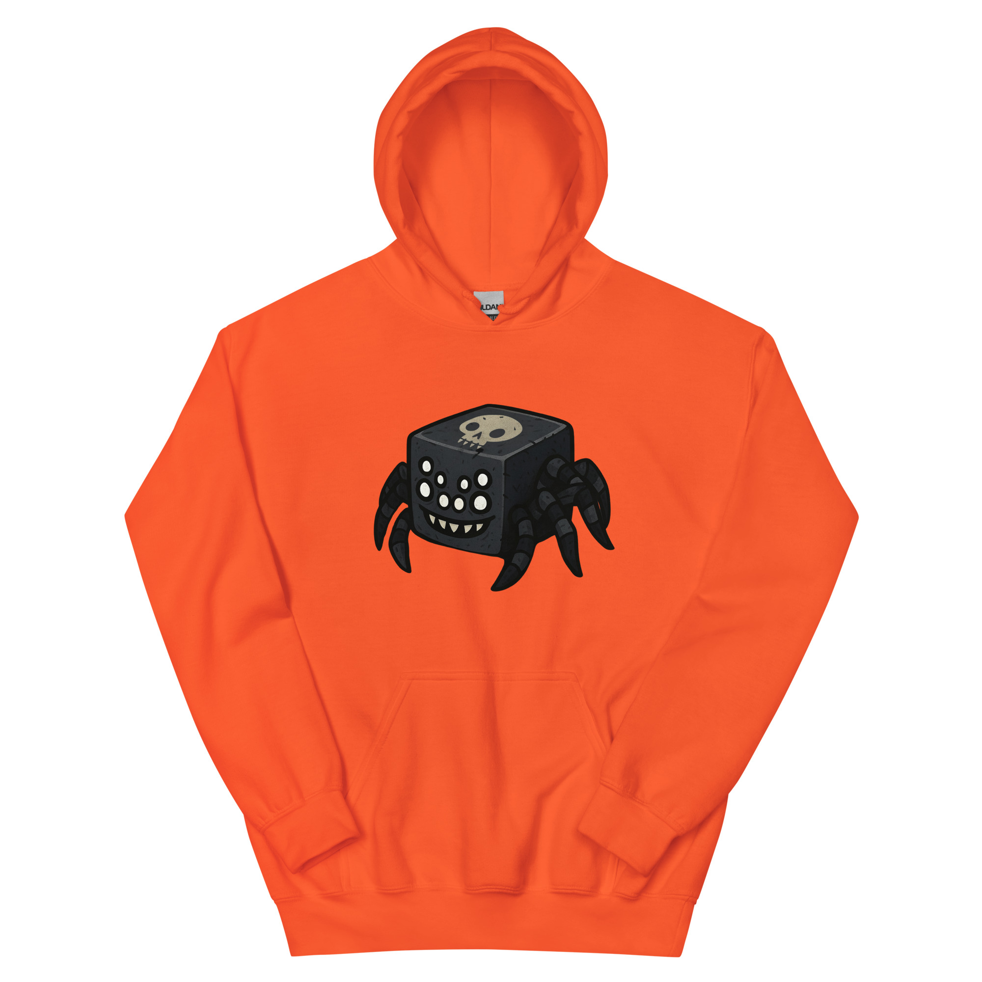 Dicemals Würfelspinne – Düstere Würfelform in Tiergestalt - DTF-Unisex-Kapuzenpullover – Bild 13