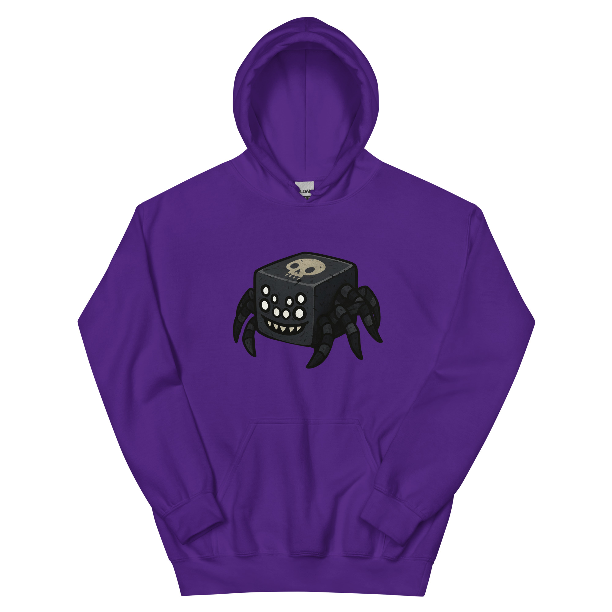 Dicemals Würfelspinne – Düstere Würfelform in Tiergestalt - DTF-Unisex-Kapuzenpullover – Bild 5