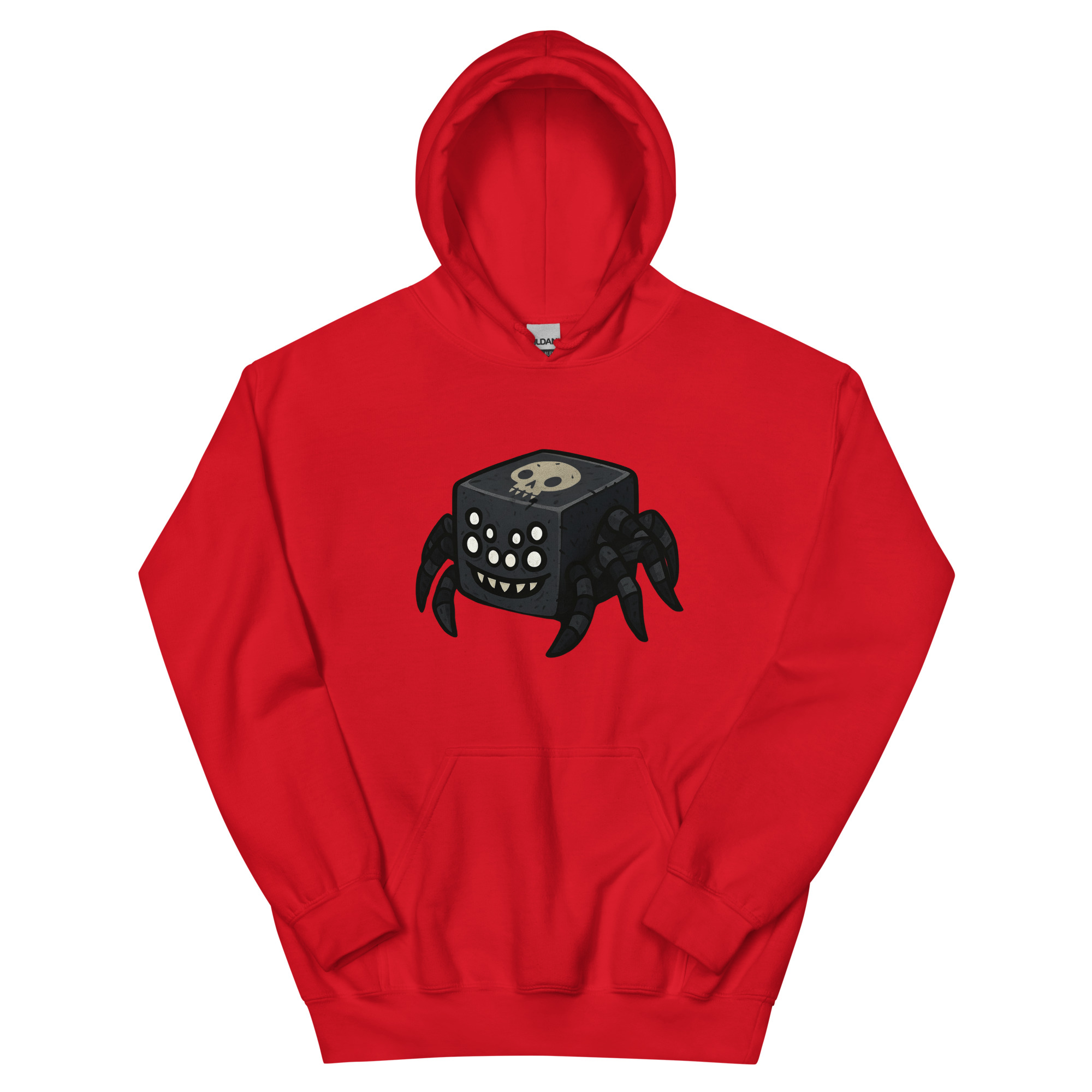 Dicemals Würfelspinne – Düstere Würfelform in Tiergestalt - DTF-Unisex-Kapuzenpullover – Bild 7