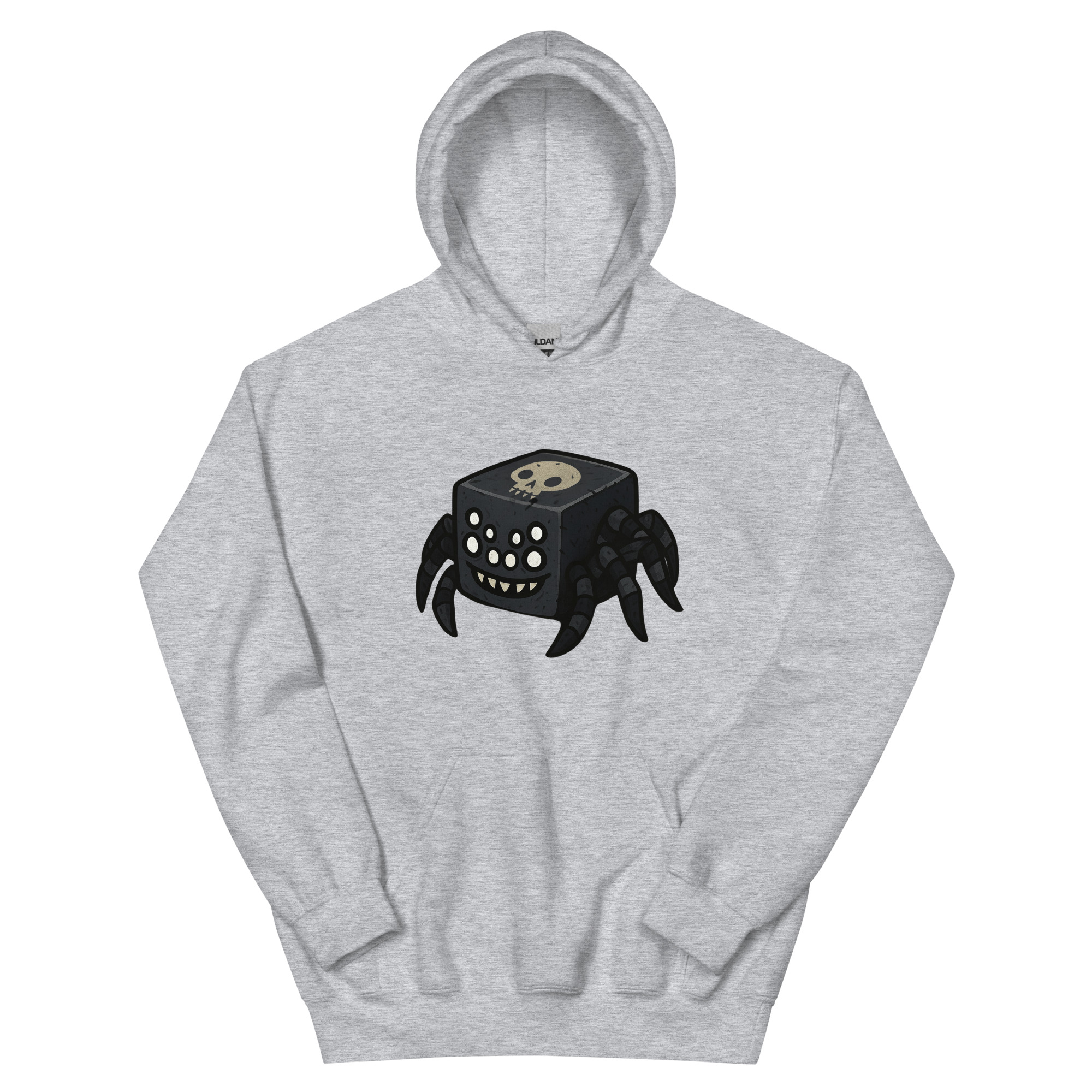 Dicemals Würfelspinne – Düstere Würfelform in Tiergestalt - DTF-Unisex-Kapuzenpullover – Bild 17