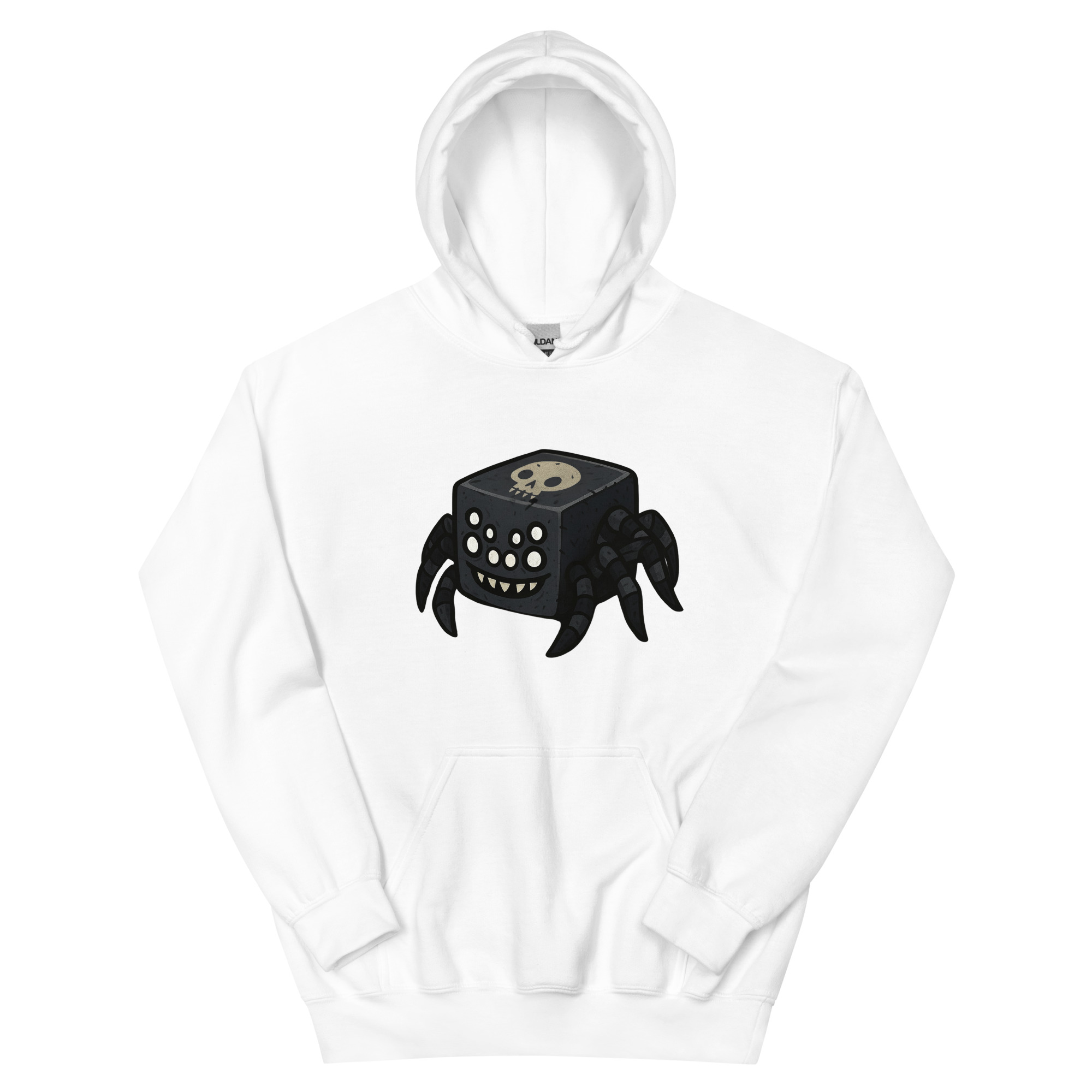 Dicemals Würfelspinne – Düstere Würfelform in Tiergestalt - DTF-Unisex-Kapuzenpullover – Bild 23