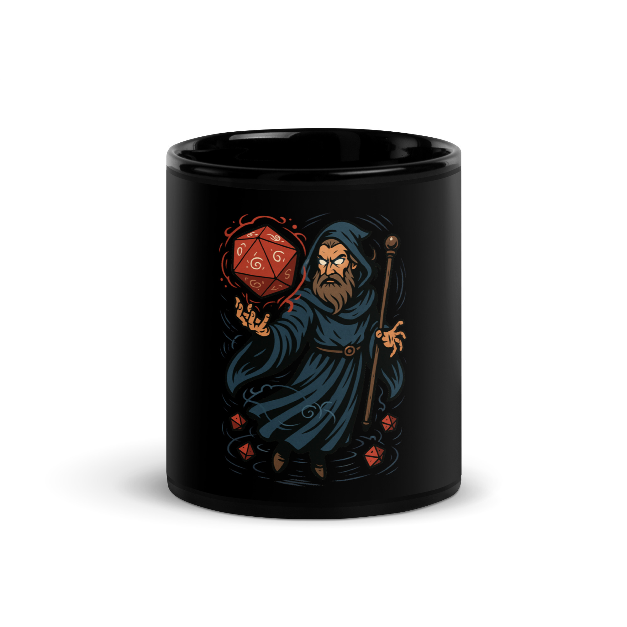 Arcane Dice Mage - Schwarze glänzende Tasse 325ml (11oz) | 444ml (15oz)