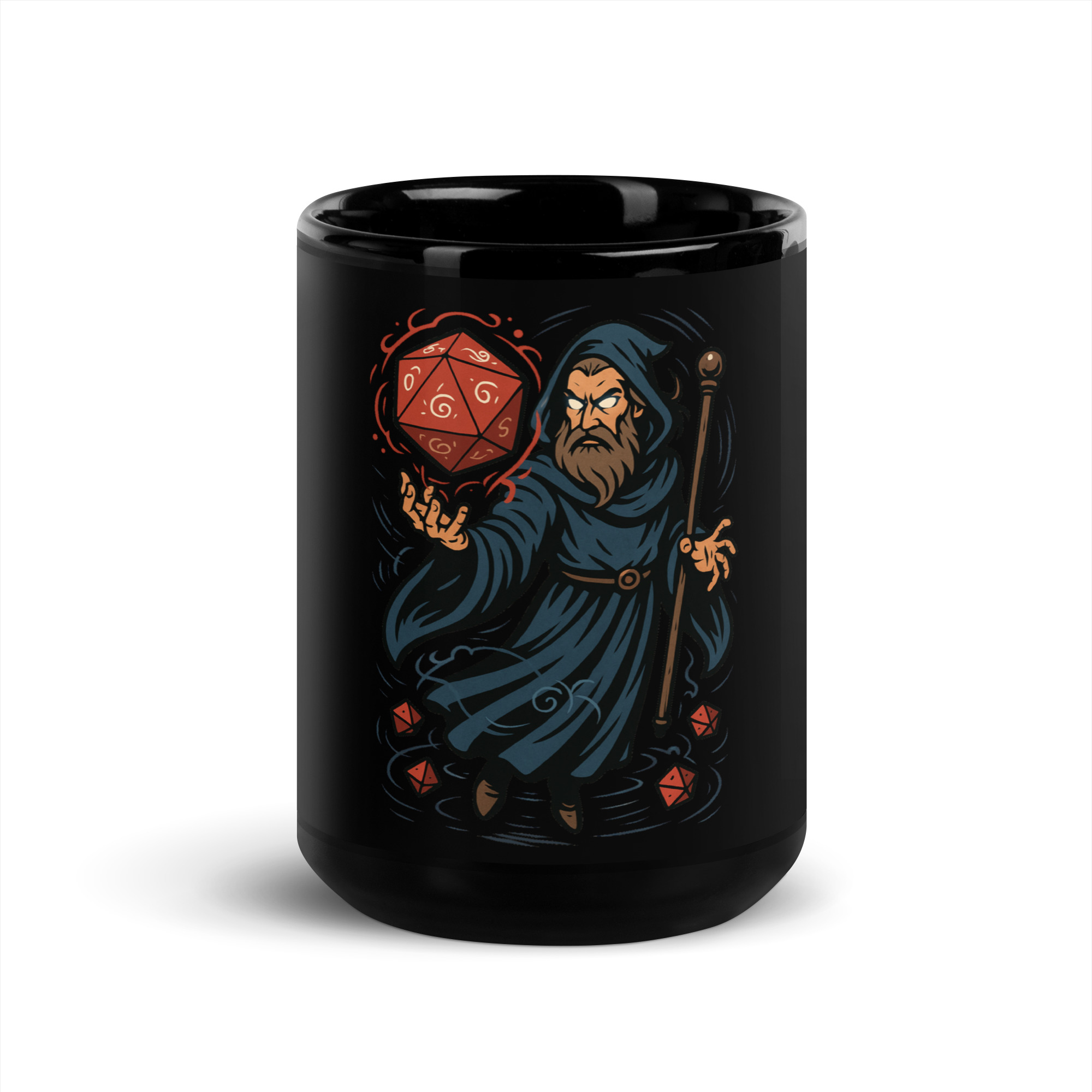 Arcane Dice Mage - Schwarze glänzende Tasse 325ml (11oz) | 444ml (15oz) – Bild 2