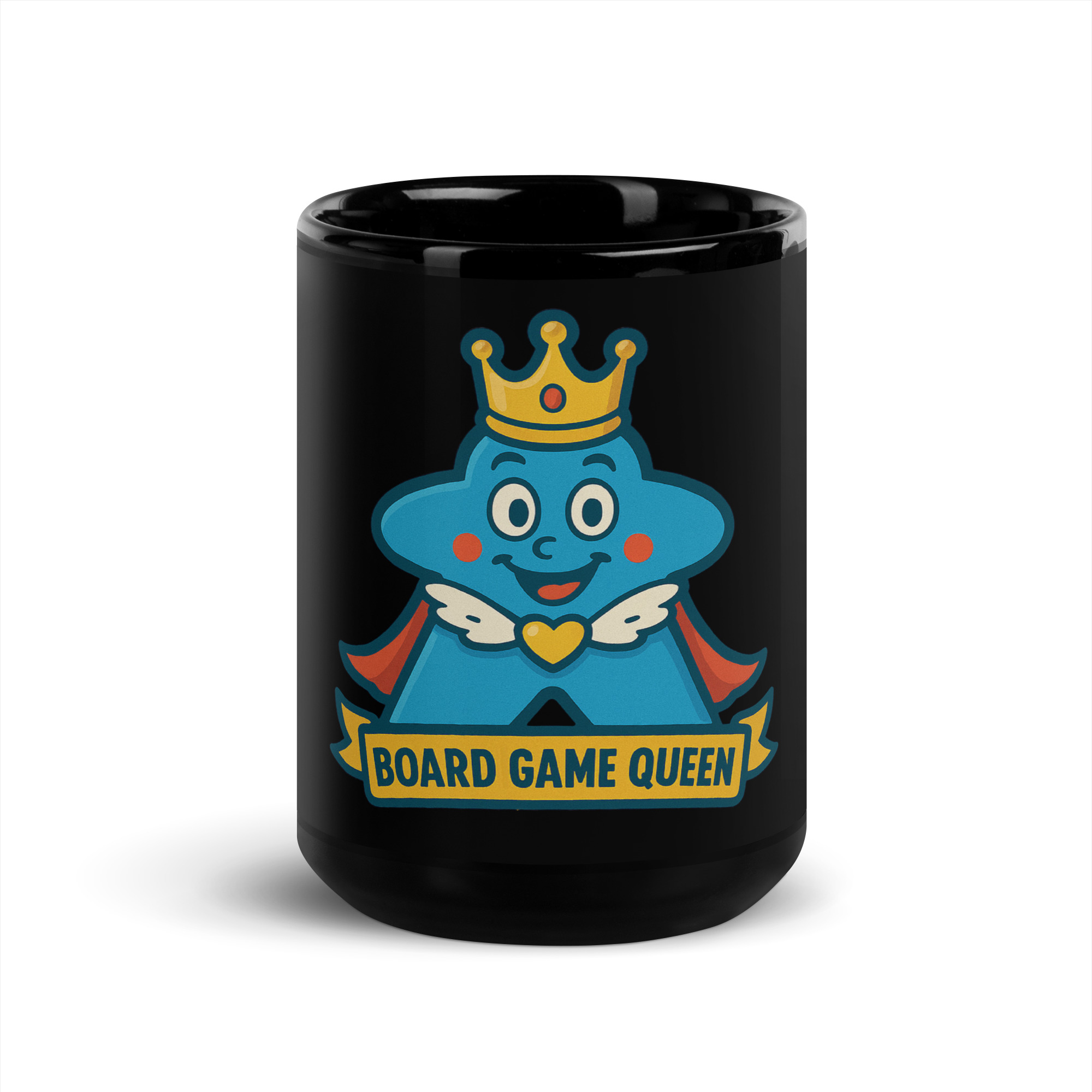 Board Game Queen – Royal Meeple Edition - Schwarze glänzende Tasse 325ml (11oz) | 444ml (15oz) – Bild 2
