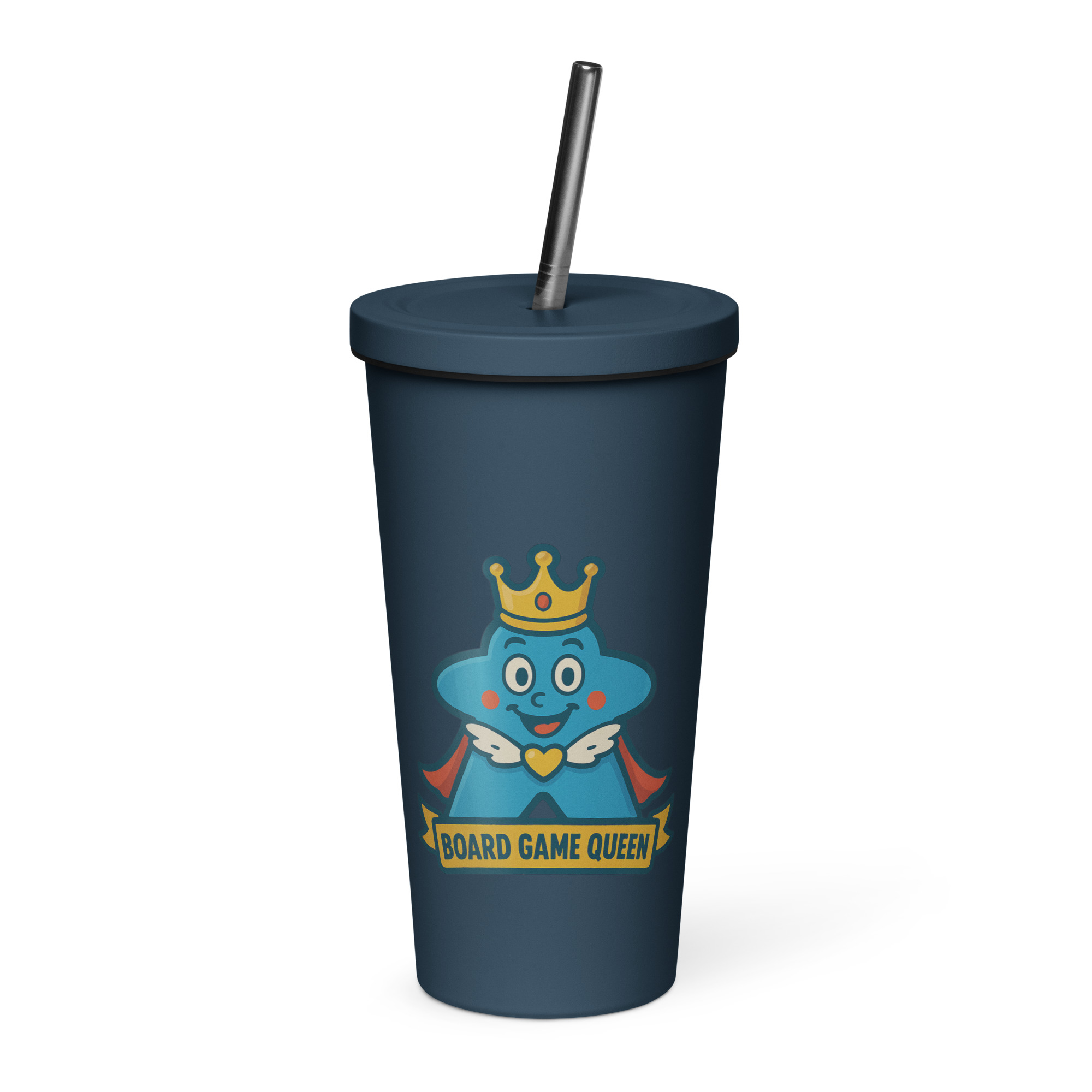 Board Game Queen – Royal Meeple Edition - Thermobecher mit Strohhalm | 600 ml (20 oz) – Bild 9