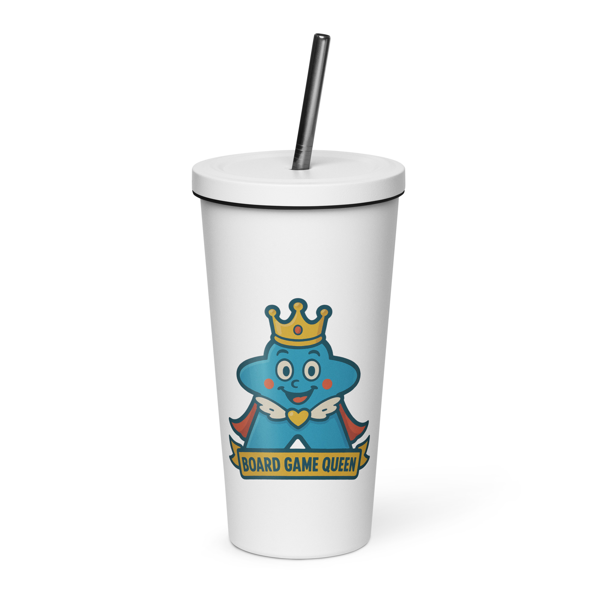 Board Game Queen – Royal Meeple Edition - Thermobecher mit Strohhalm | 600 ml (20 oz) – Bild 2