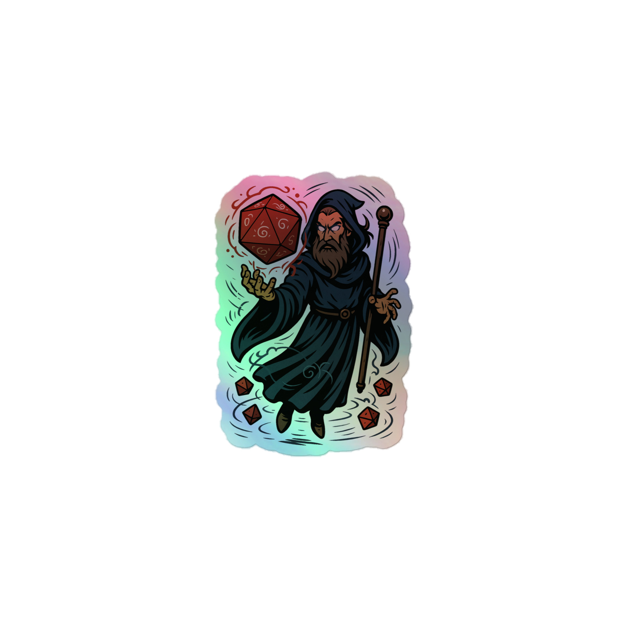 Arcane Dice Mage - Holografische Kiss-Cut Aufkleber 8x8cm | 10x10cm | 14x14cm