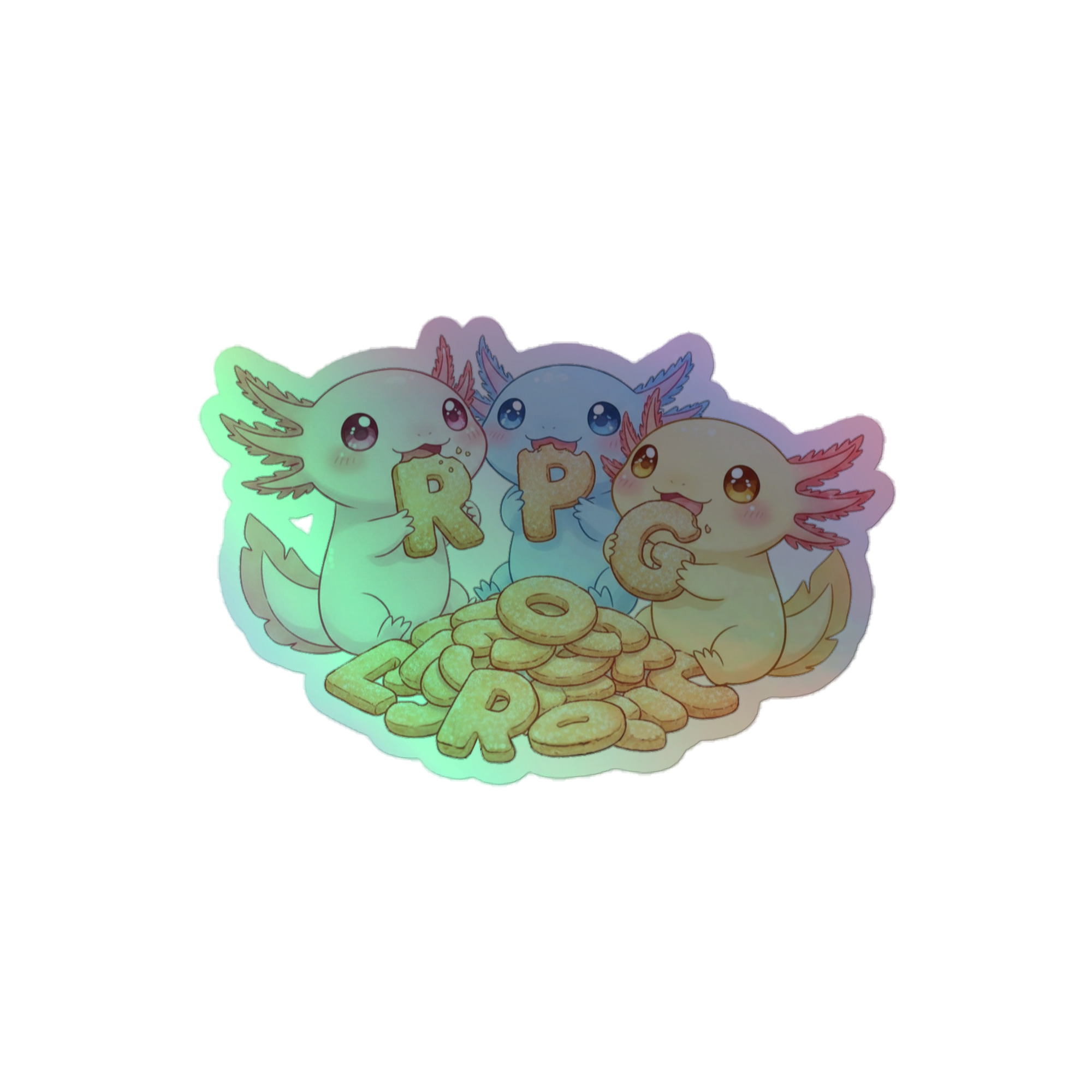 Axolotl RPG-Cookie Party - Holografische Kiss-Cut Aufkleber 8x8cm | 10x10cm | 14x14cm – Bild 2