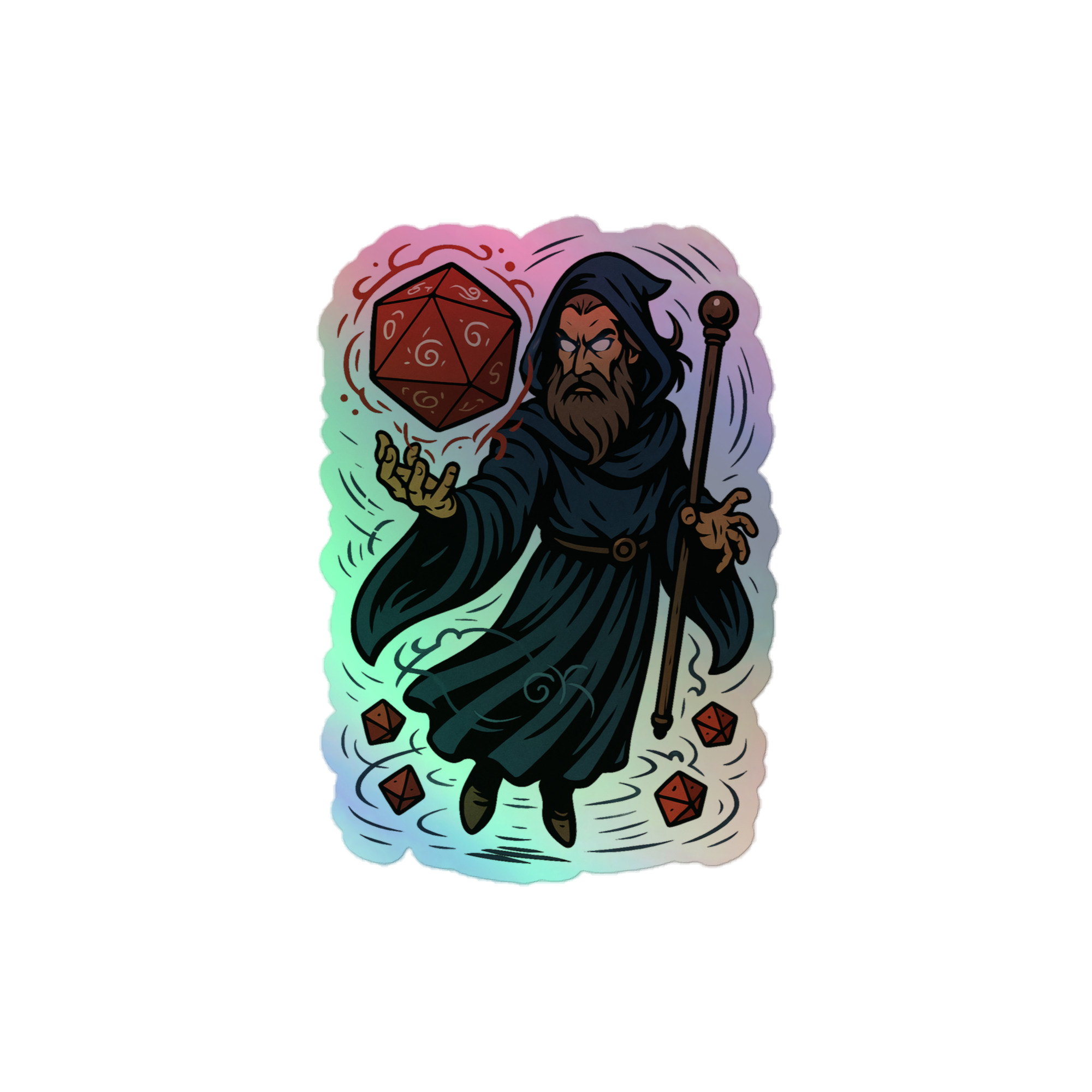 Arcane Dice Mage - Holografische Kiss-Cut Aufkleber 8x8cm | 10x10cm | 14x14cm – Bild 2